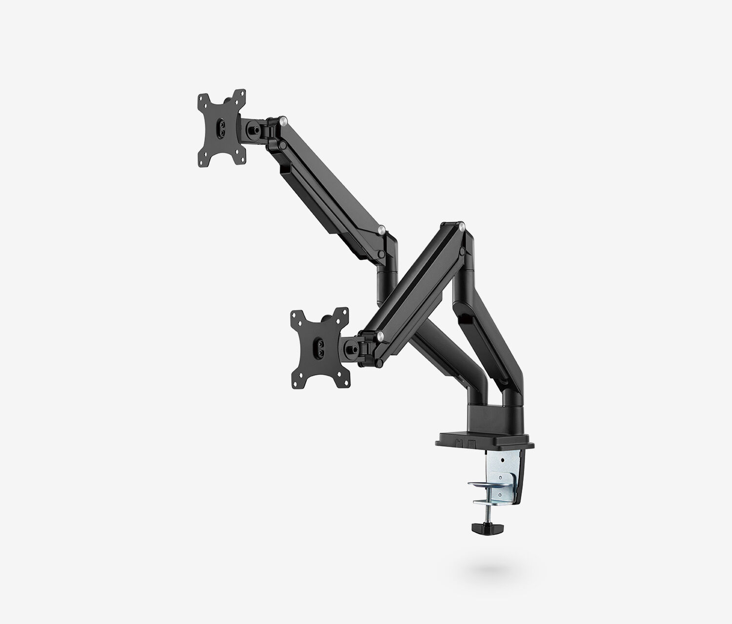 Dubbele gasveer monitorarm - zwart