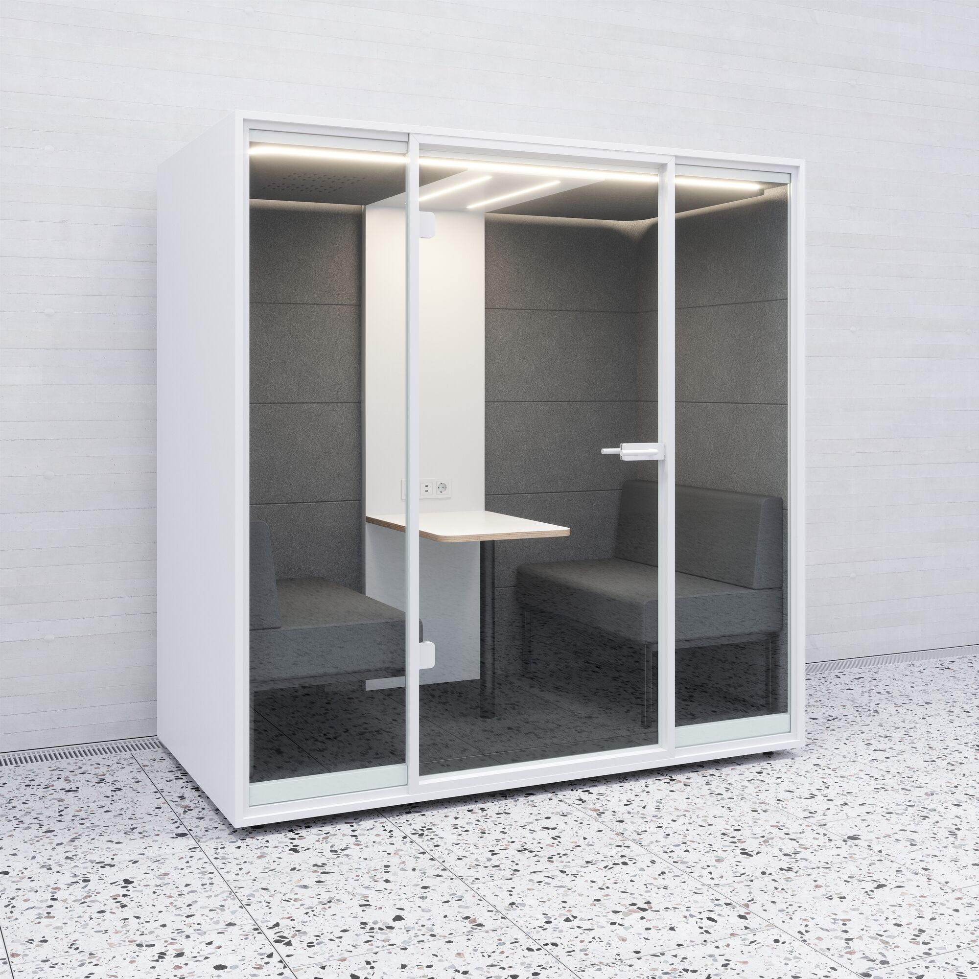 Meetingbox Quattro Wit Wit Koffie Lichtgrijs Standaard Zwart
