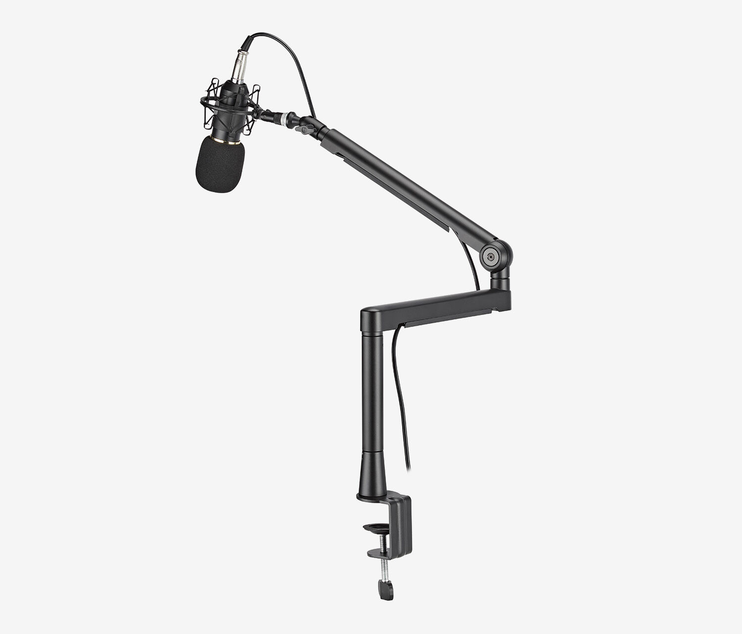 Microfoon/webcam-arm met 3 scharnieren