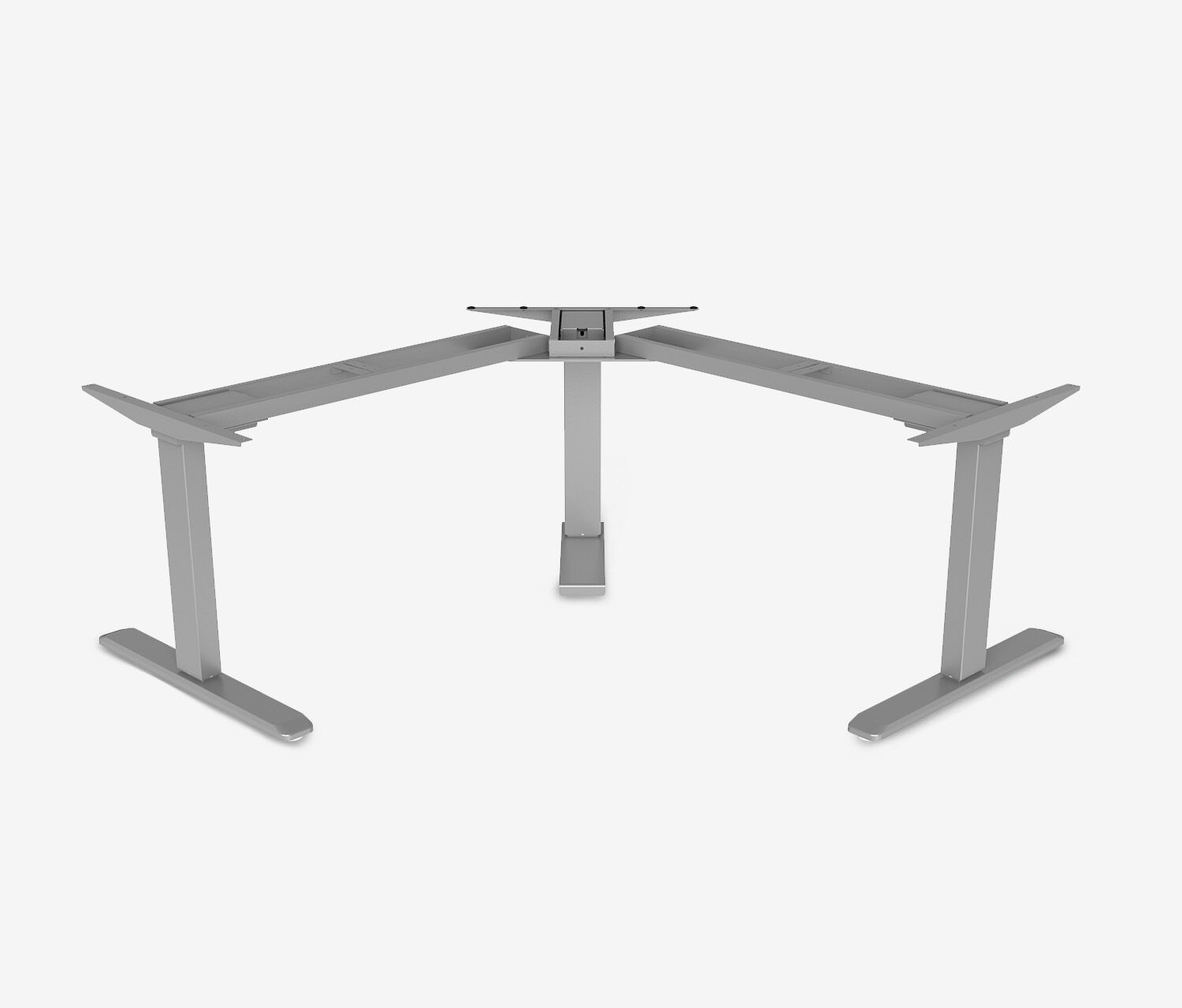 PRIMUS Hoekbureau, frame grijs, tafelblad 2000/800 x 1600/800 x 25 mm eikenhout