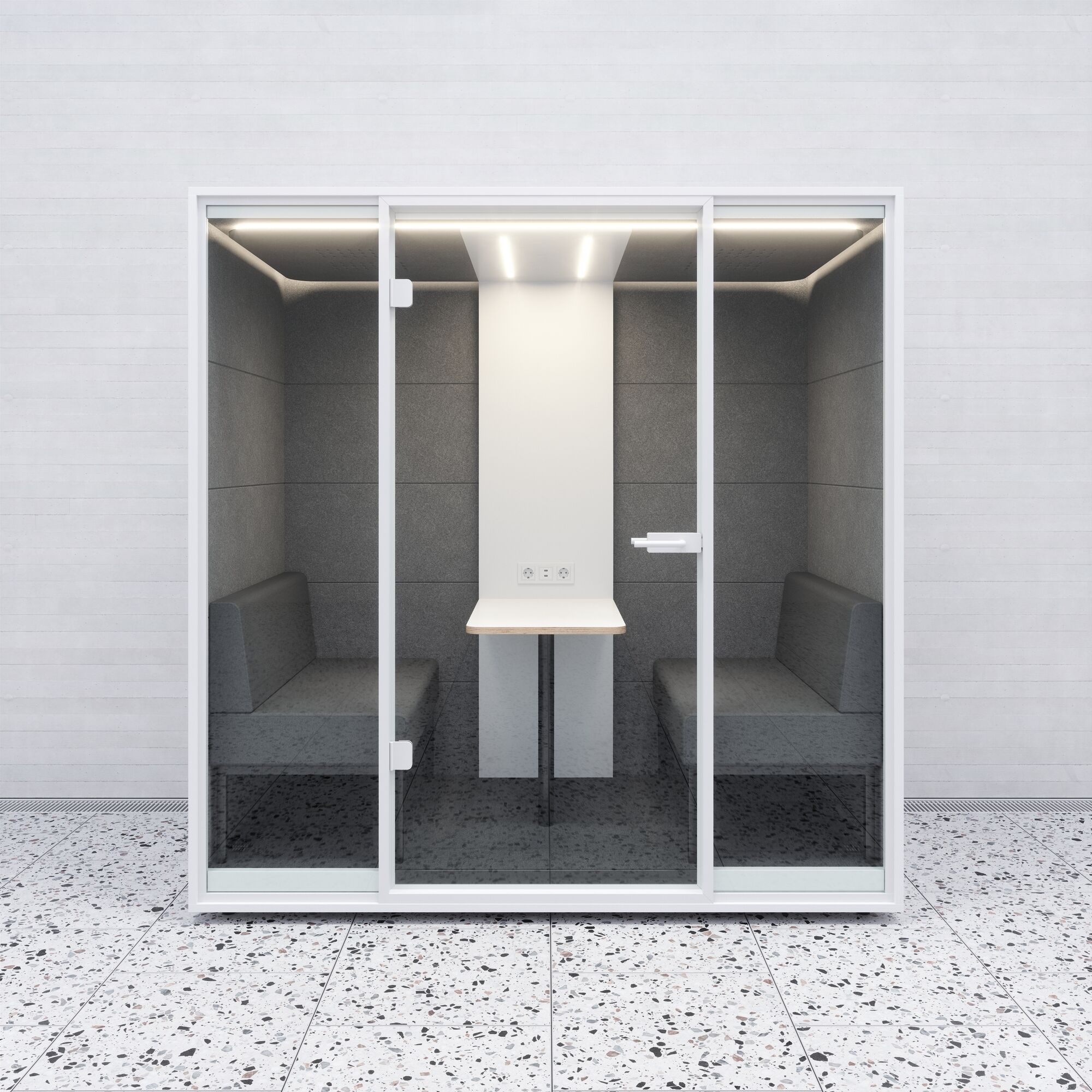 Meetingbox Quattro Wit Wit Koffie Lichtgrijs Standaard Zwart