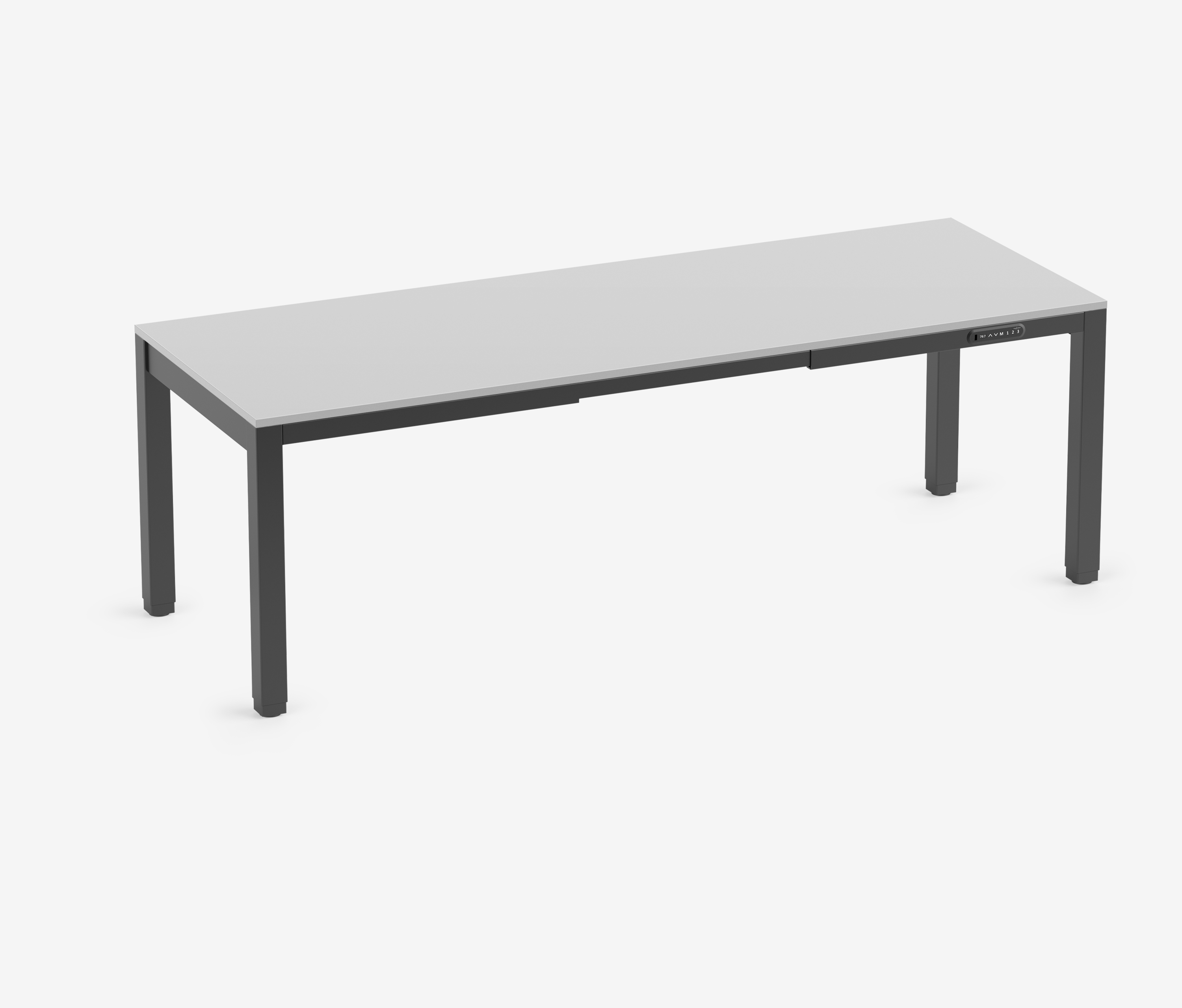 PRIMUS 4-poot bureau Zwart Lichtgrijs 2200 x 800 x 25 mm