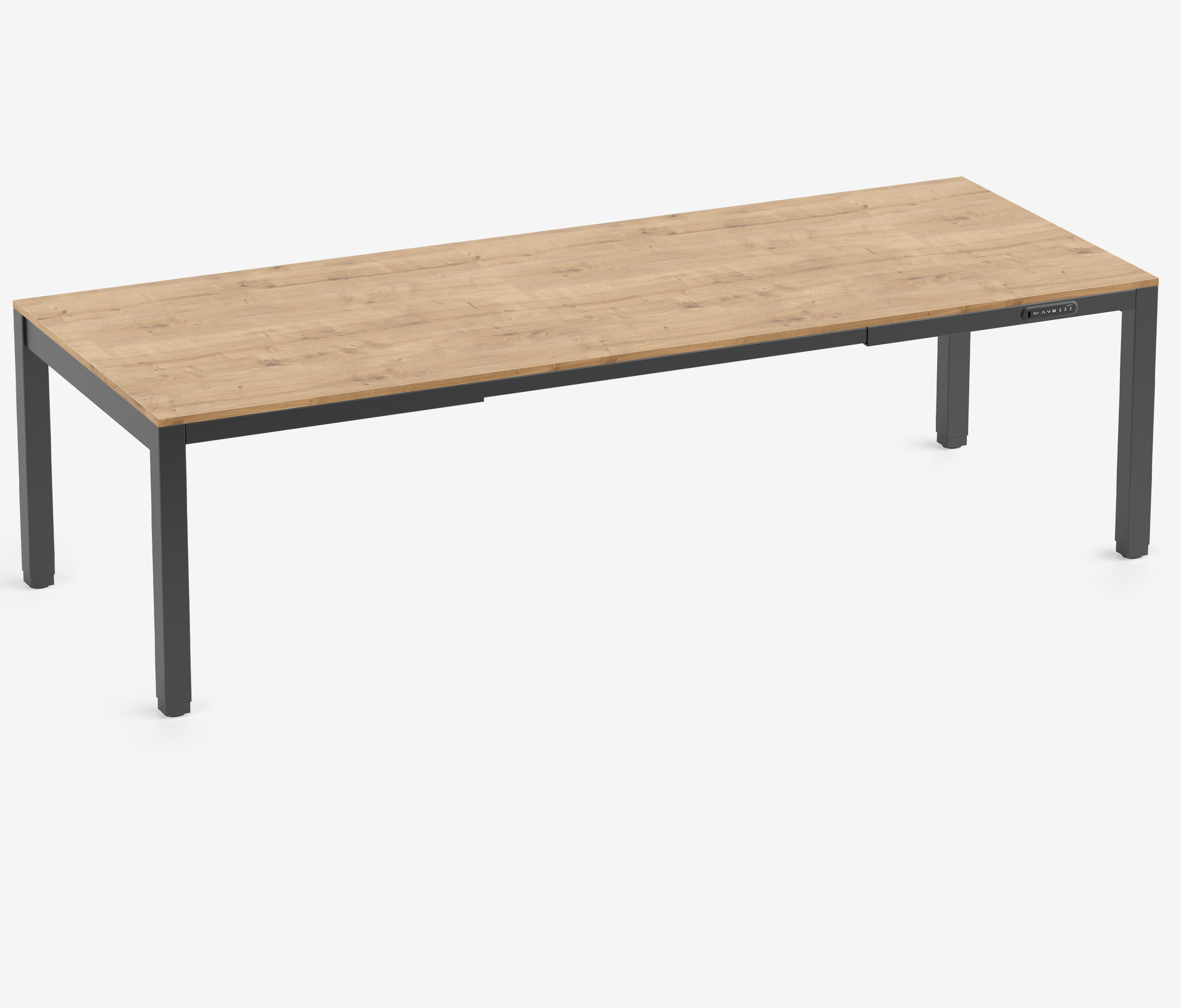 PRIMUS 4-poot bureau Zwart Eiken 2600 x 1000 x 25 mm