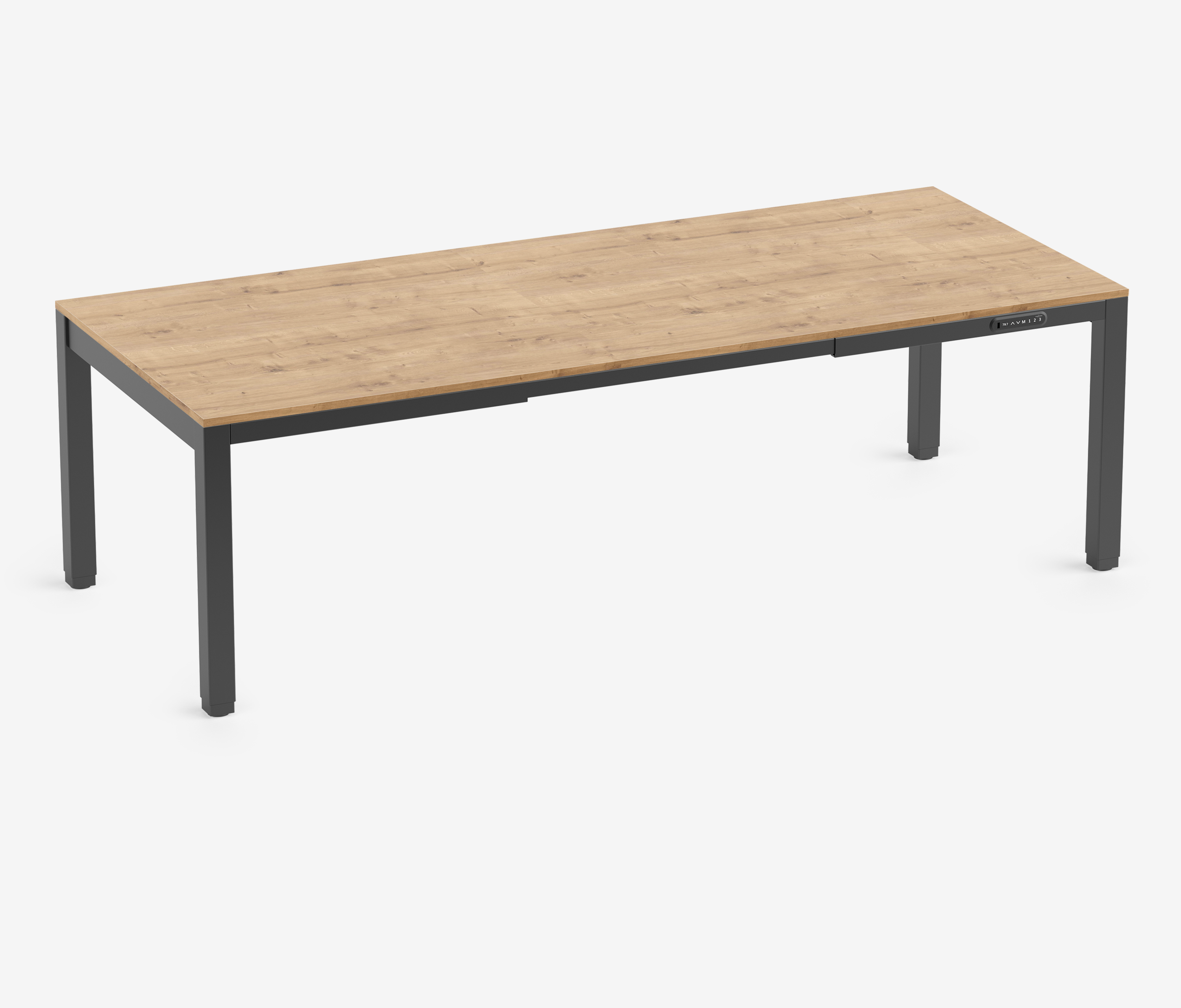 PRIMUS 4-Poot Bureau Zwart Eiken 2400 x 1000 x 25 mm