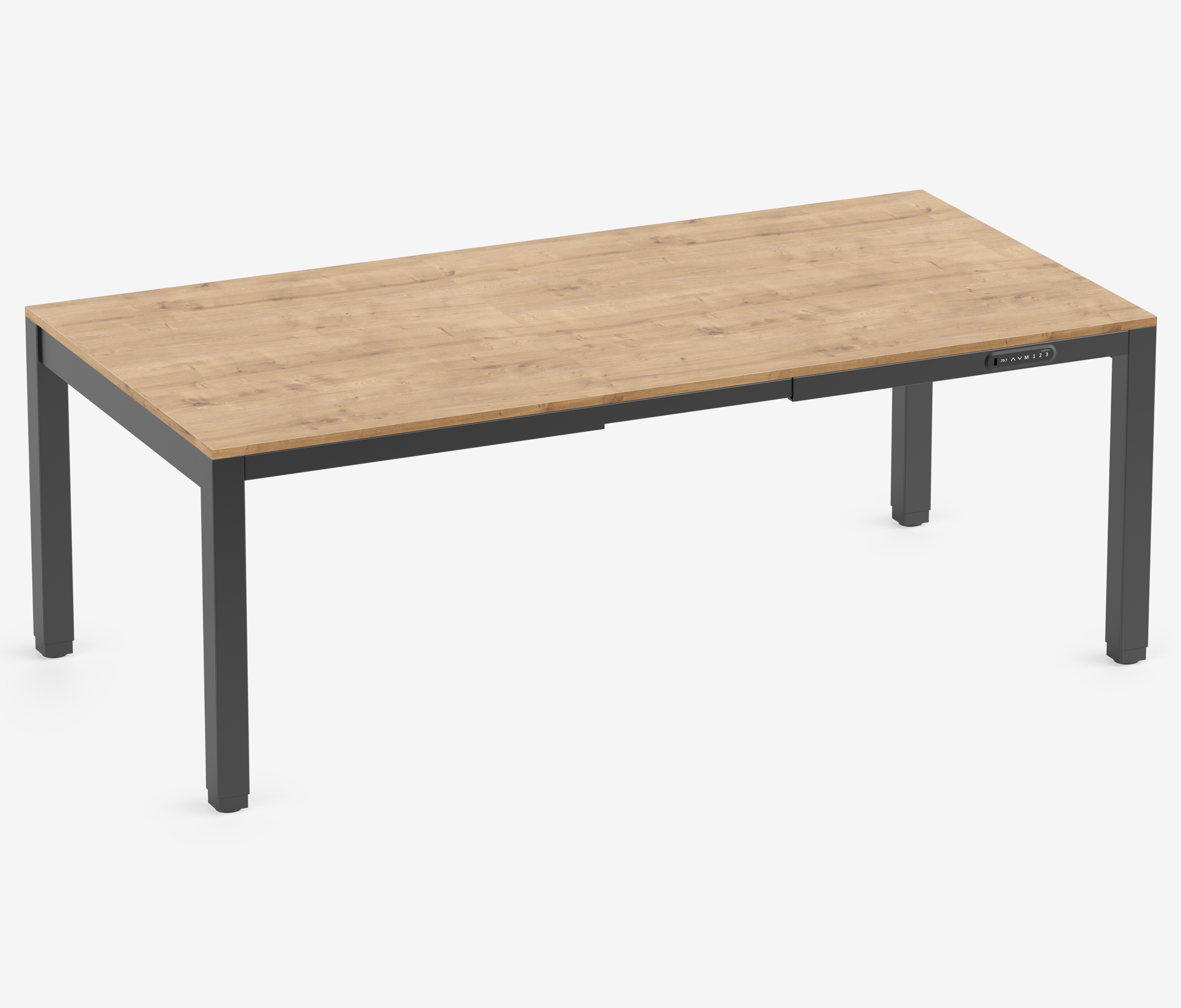 PRIMUS 4-poot bureau Zwart Eiken 2000 x 1000 x 25 mm