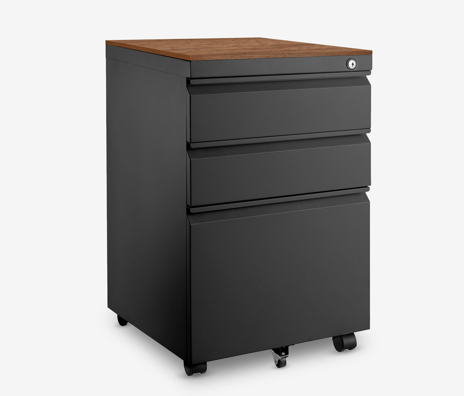 Metalen rolcontainer Zwart Notenhout