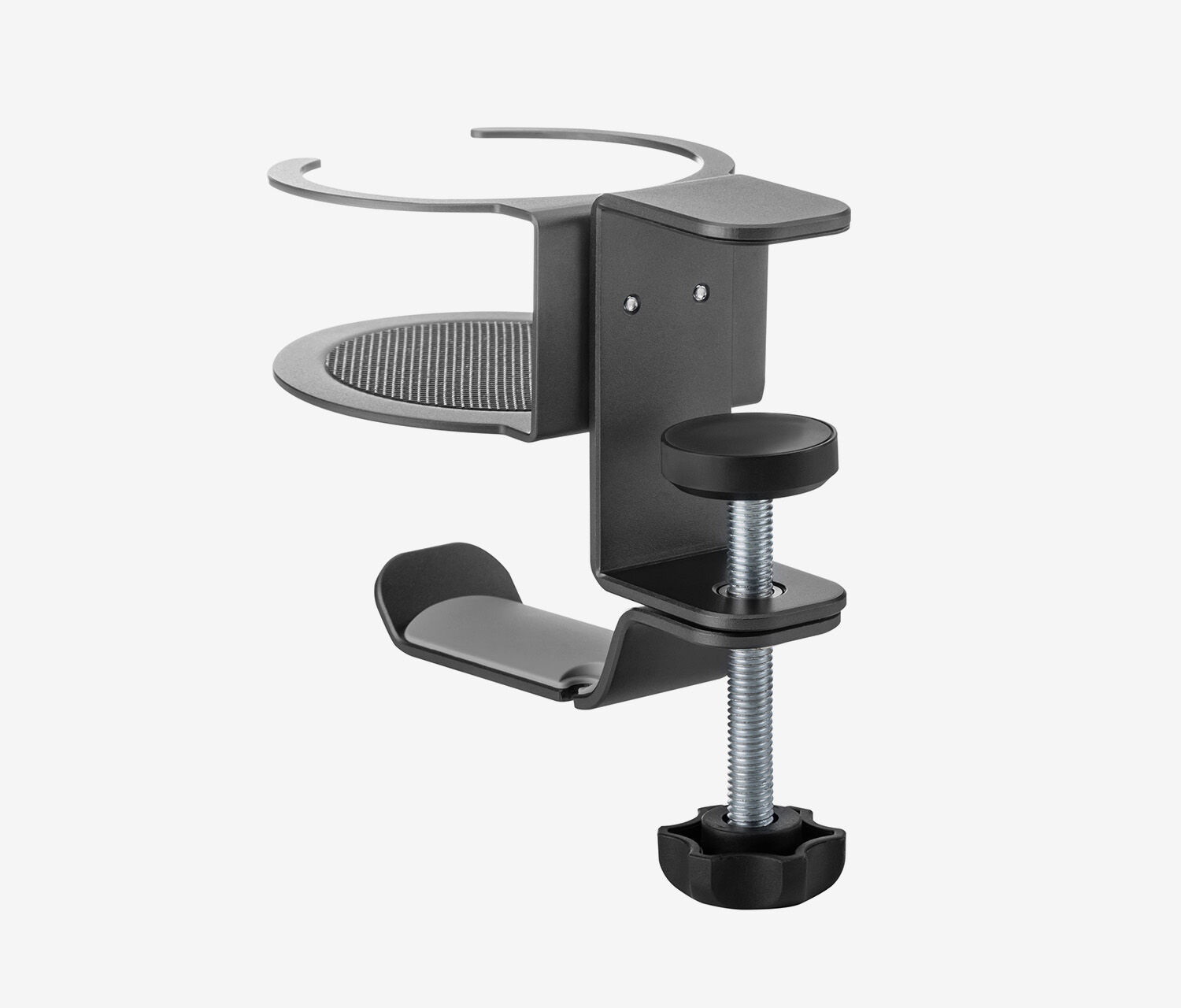 Headset houder met geïntegreerde bekerhouder