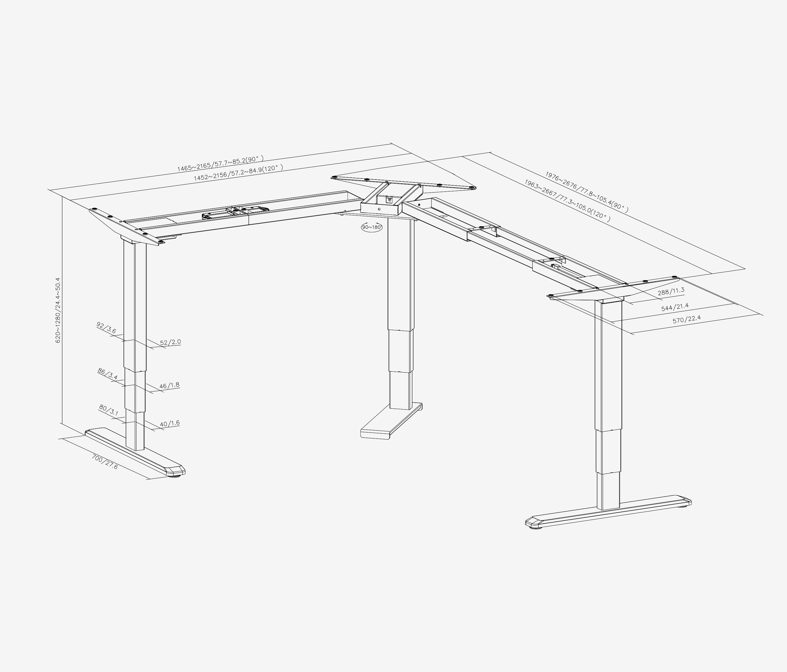 PRIMUS Hoekbureaustel Flex XL Zwart