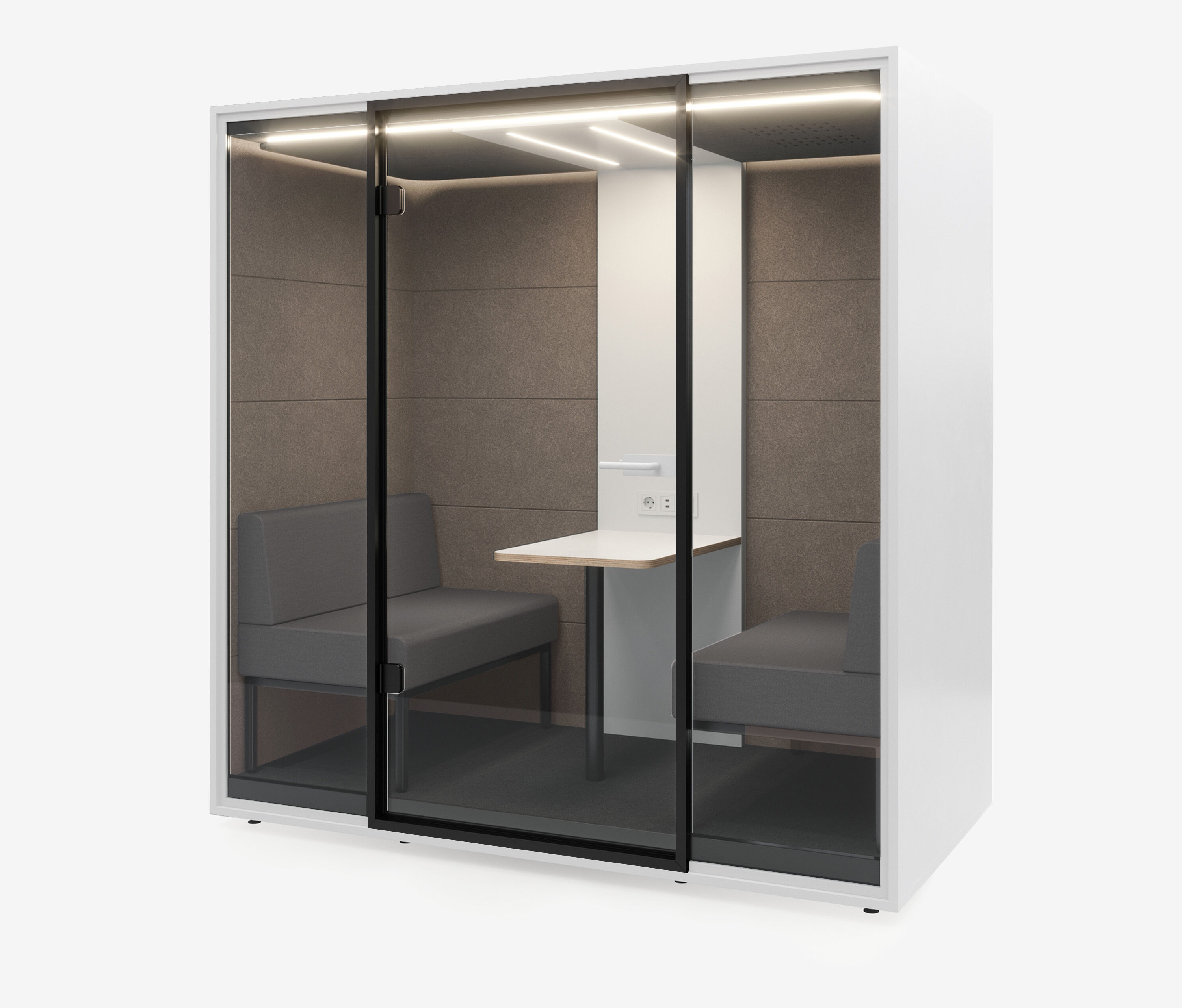 Meetingbox Quattro Wit Wit Koffie Lichtgrijs Standaard Zwart