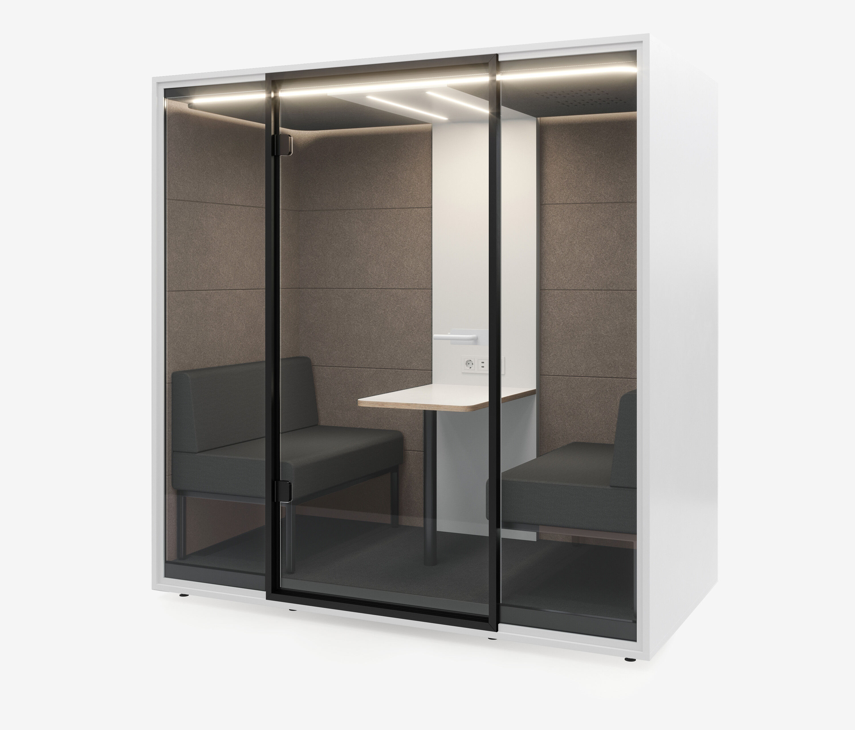 Meetingbox Quattro Wit Wit Koffie Lichtgrijs Standaard Zwart
