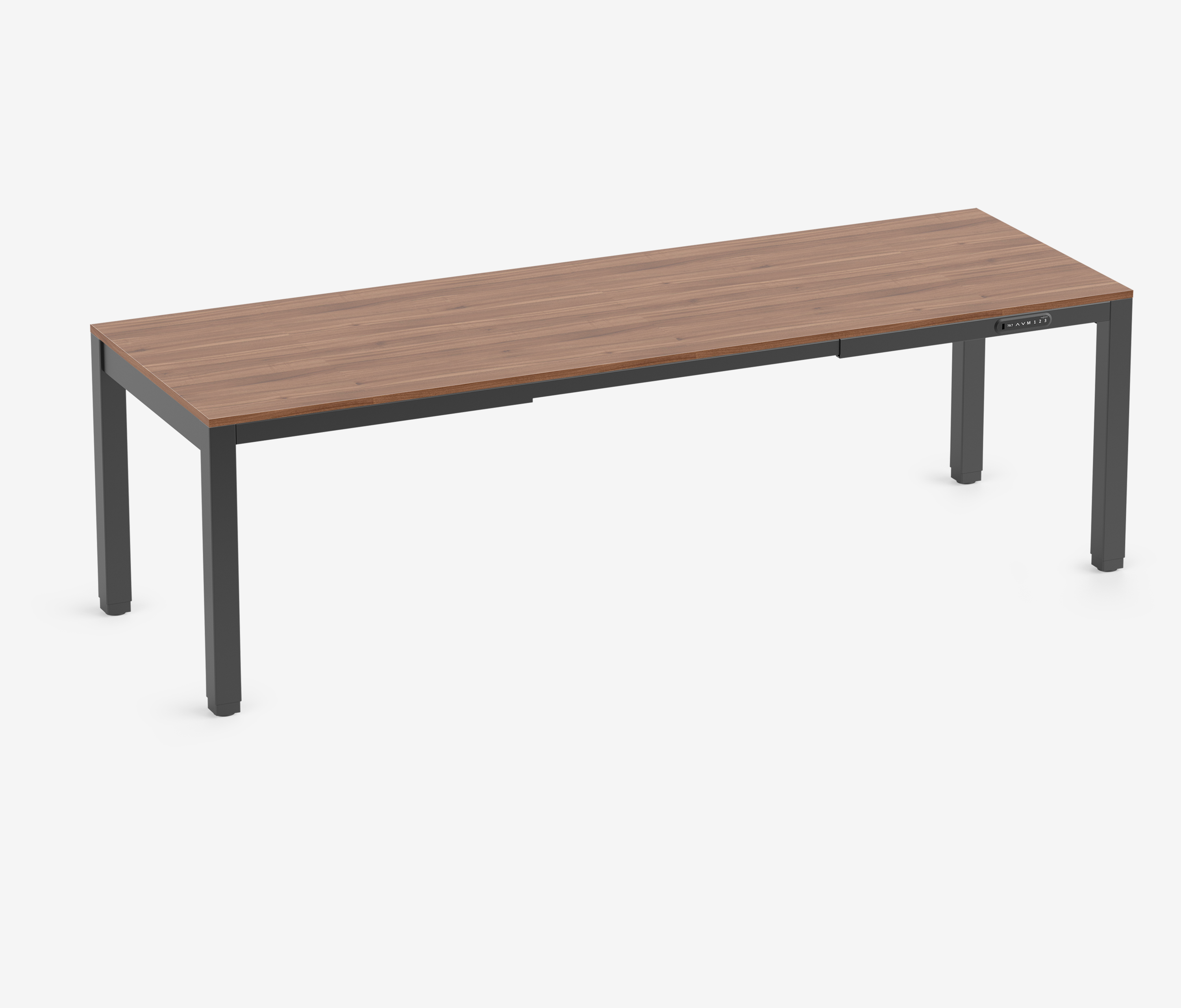 PRIMUS 4-Poot Bureau Zwart Notenhout 2400 x 800 x 25 mm