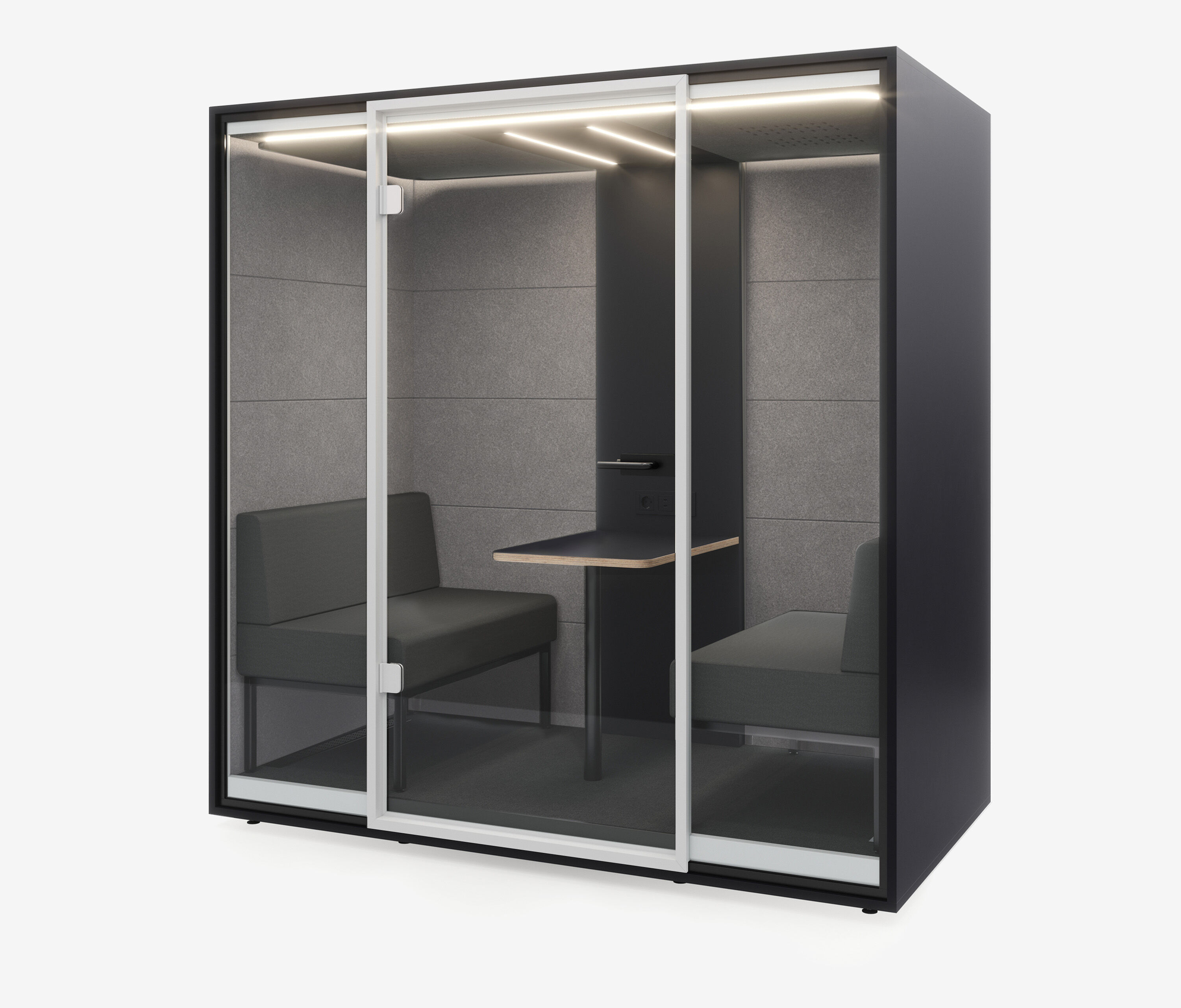 Meetingbox Quattro Antraciet Antraciet Lichtgrijs Grijs Standaard Wit
