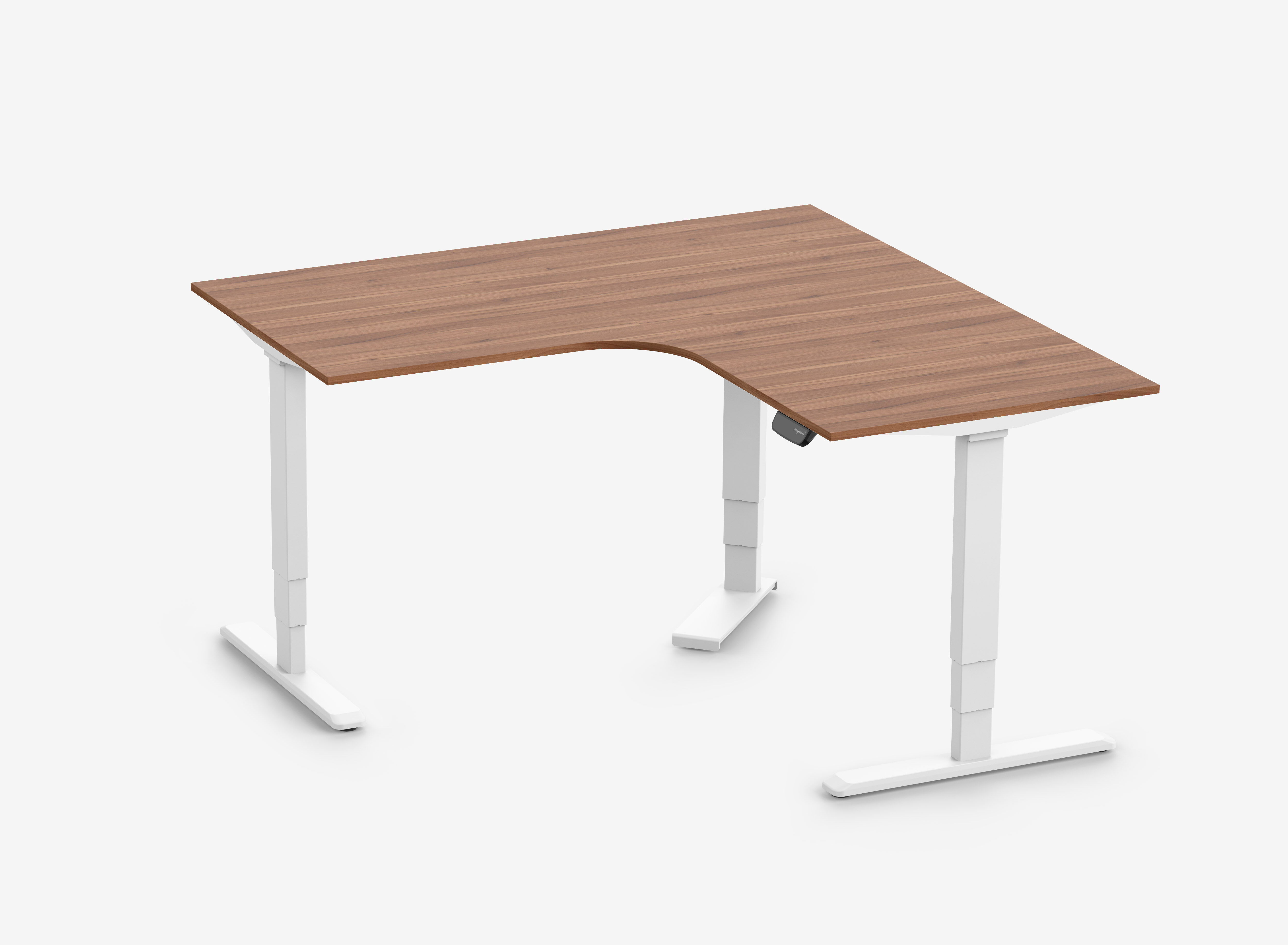 PRIMUS Hoekbureau, frame wit, tafelblad 1600/800 x 1600/800 x 25 mm walnoot