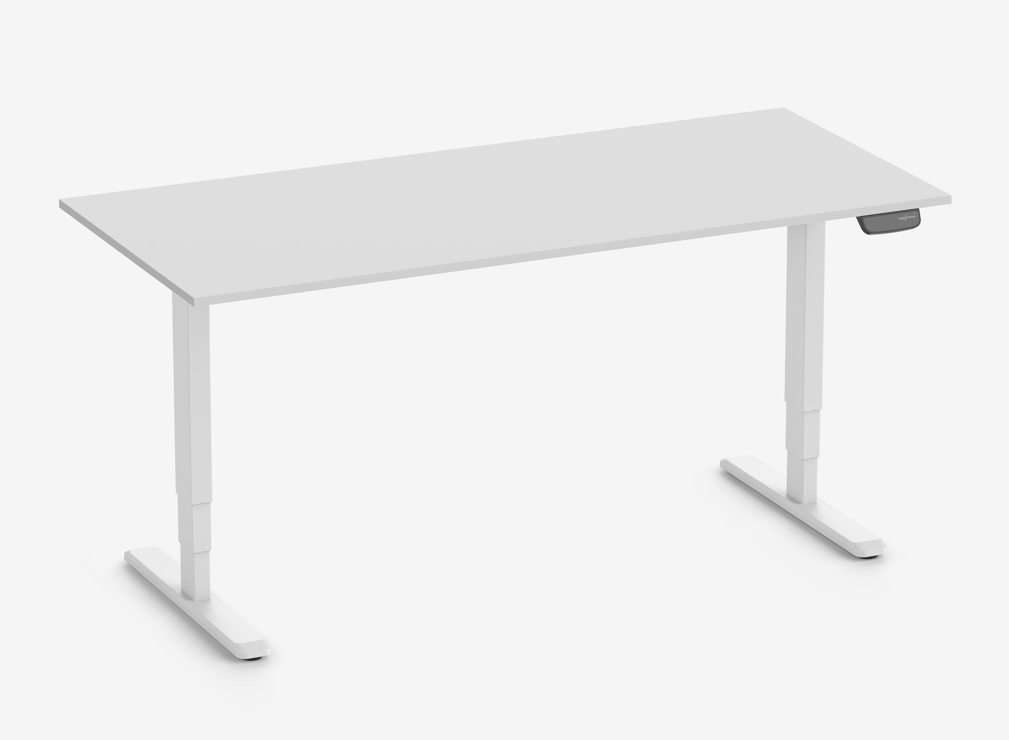 PRIMUS Rechthoekig bureau, frame wit, tafelblad 1800 x 800 x 19 mm lichtgrijs