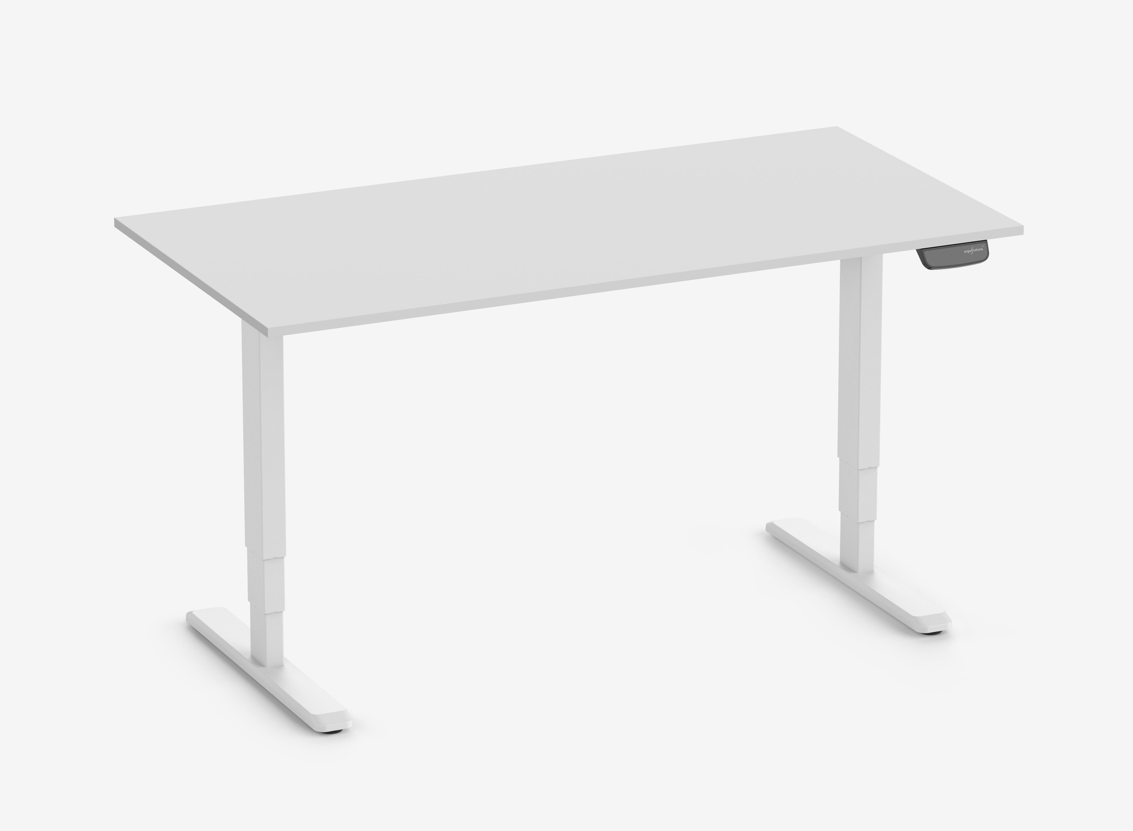 PRIMUS Rechthoekig bureau, frame wit, tafelblad 1600 x 800 x 25 mm lichtgrijs