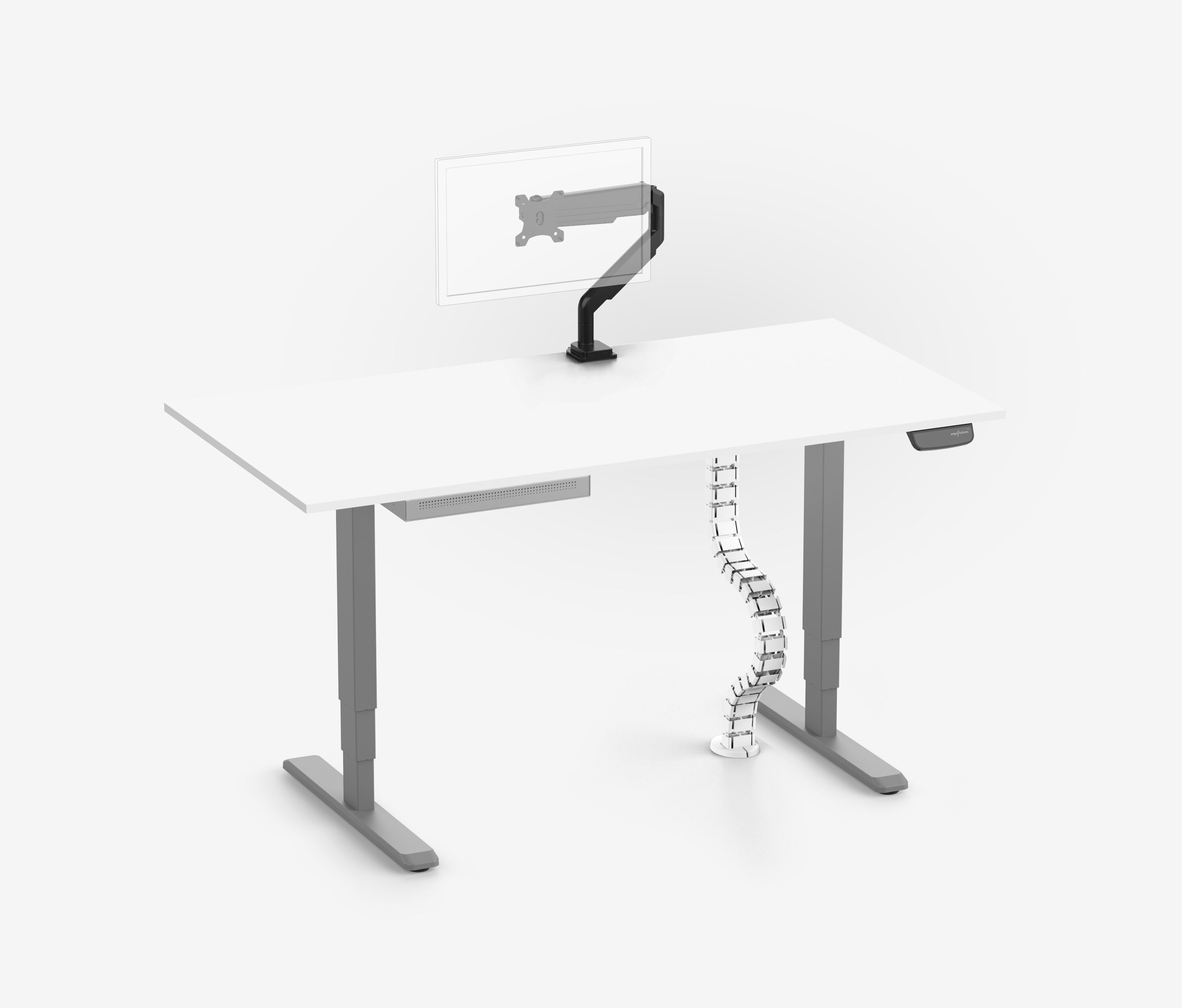PRIMUS + Slimline lade, kabelgoot & houder 160x80 Grijs Wit