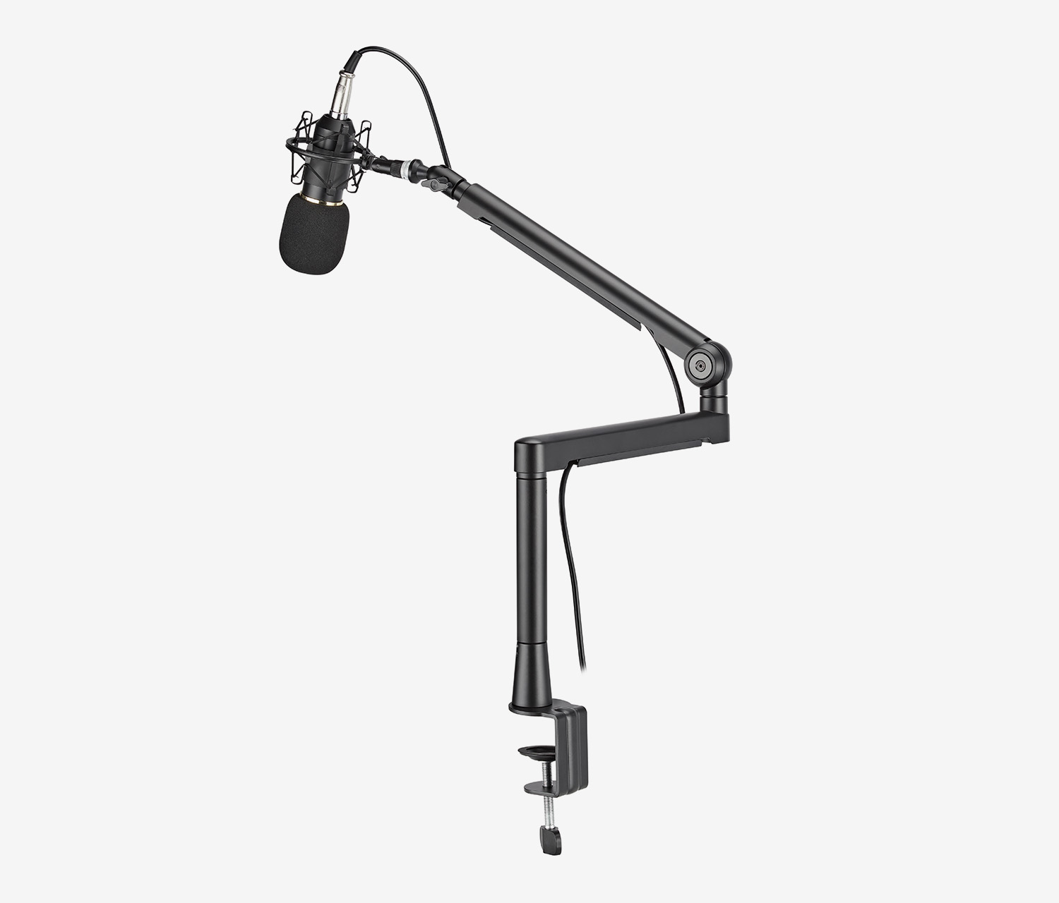 Microfoon/webcam-arm met 3 scharnieren