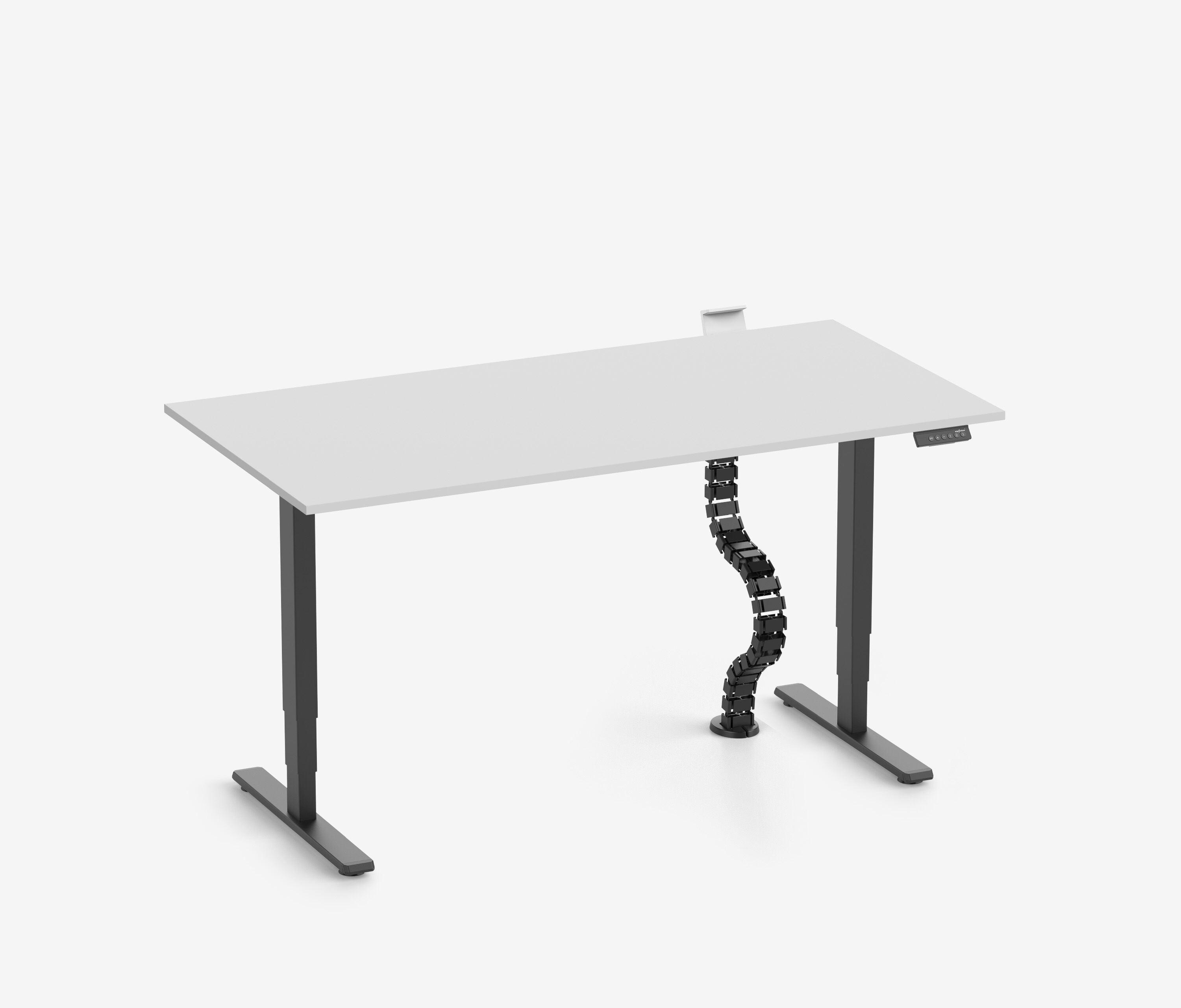 FOKUS Bureau + Stekkerdooshouder + Kabelslang Zwart Lichtgrijs 120x70