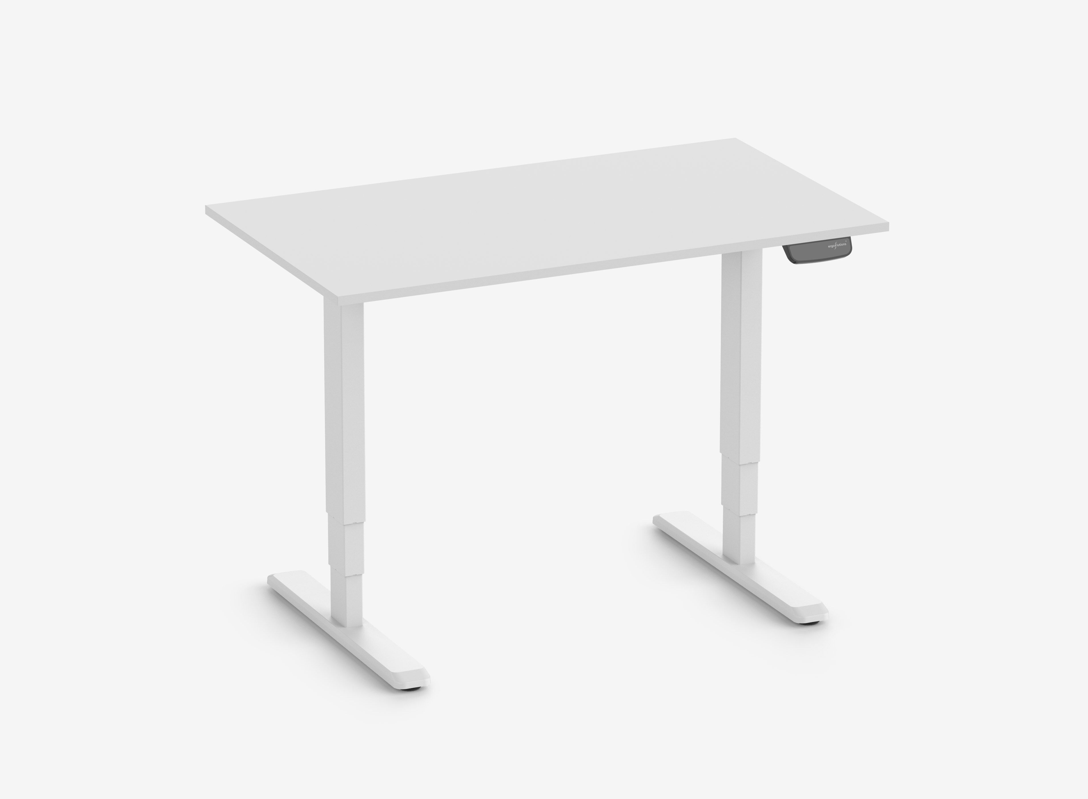 PRIMUS Rechthoekig bureau, frame wit, tafelblad 1200 x 700 x 19 mm lichtgrijs