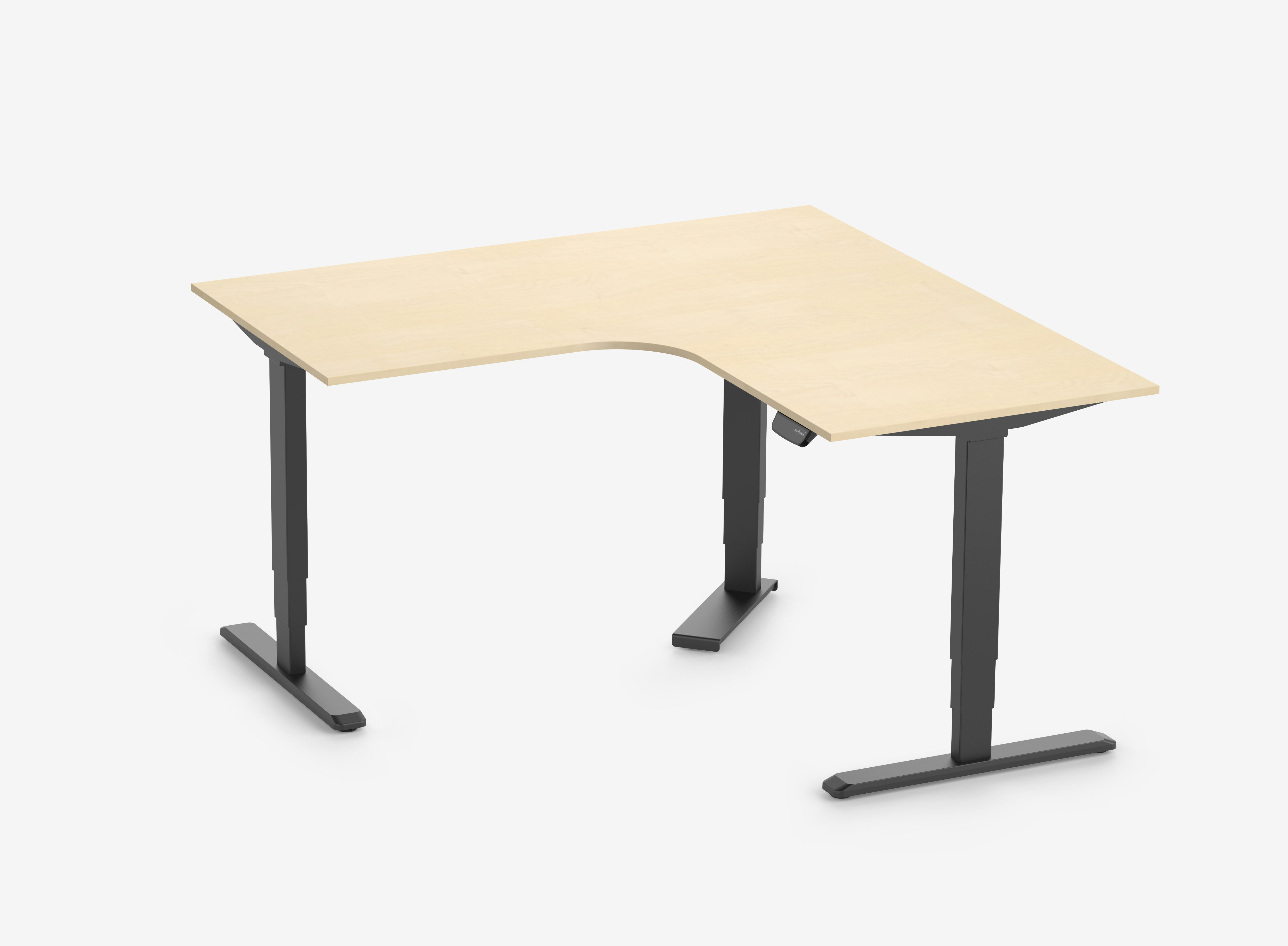 PRIMUS Hoekbureau, Frame Zwart, Tafelblad 1600/800 x 1600/800 x 25 mm Berkenhout