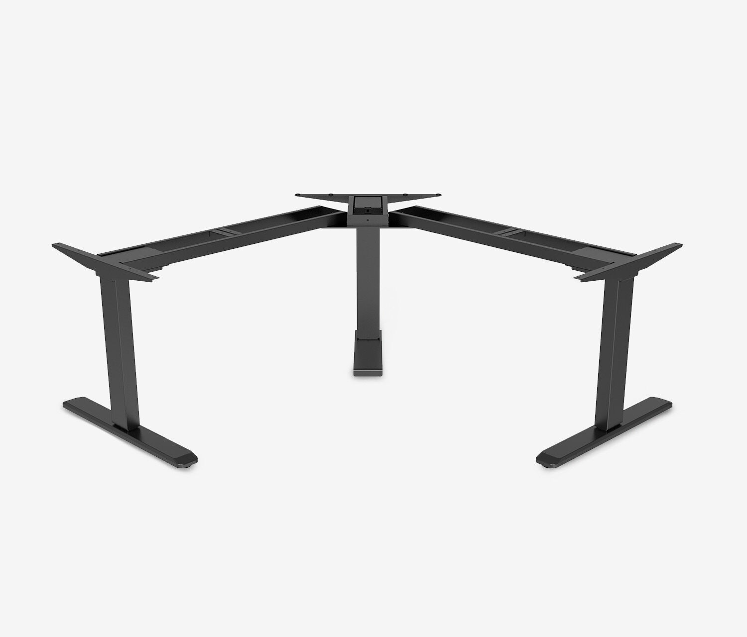 PRIMUS Hoekbureau, Frame Zwart, Tafelblad 1600 x 800 x 25 mm Lichtgrijs