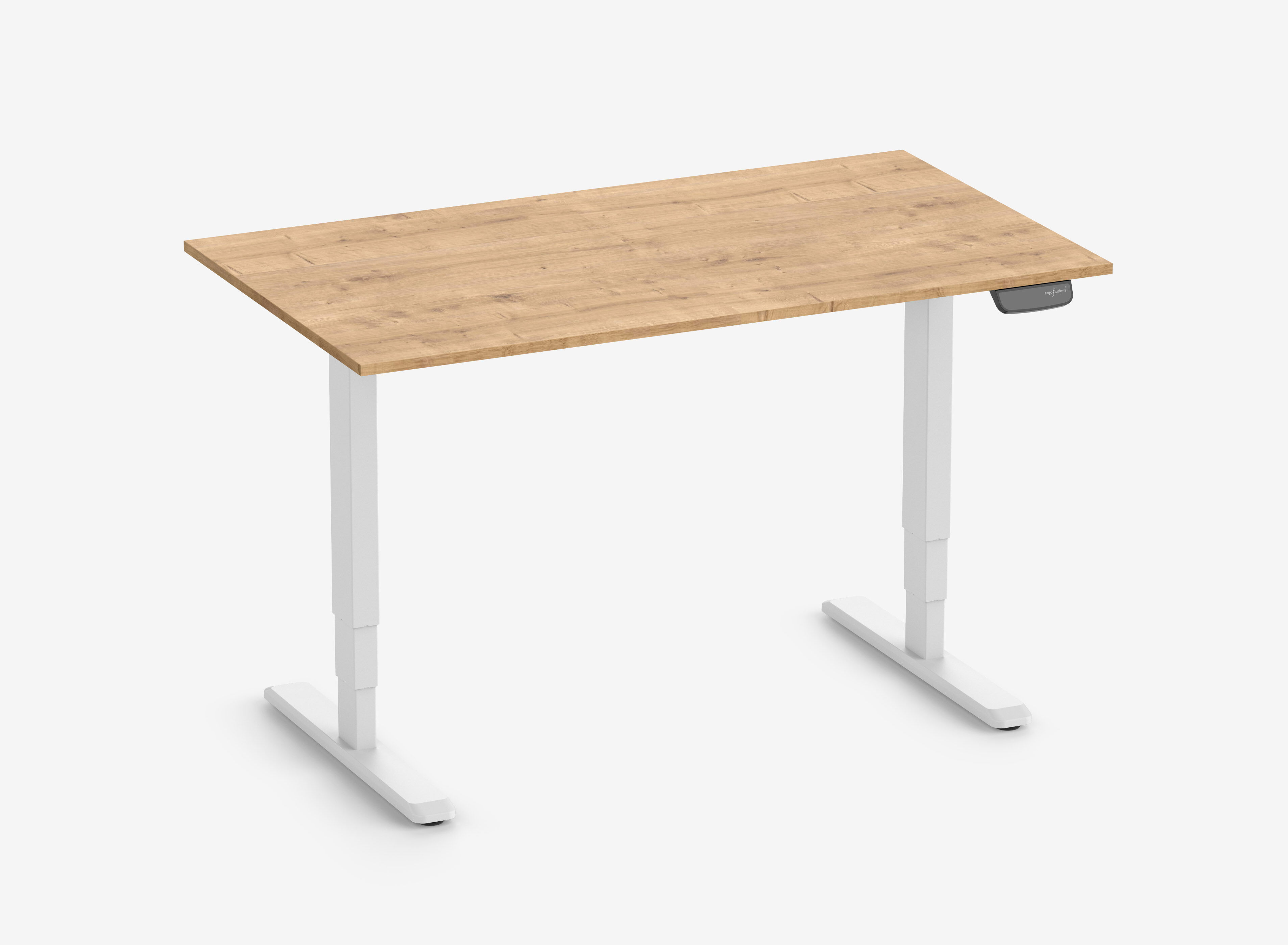 PRIMUS Rechthoekig bureau, frame wit, tafelblad 1400 x 800 x 19 mm eikenhout