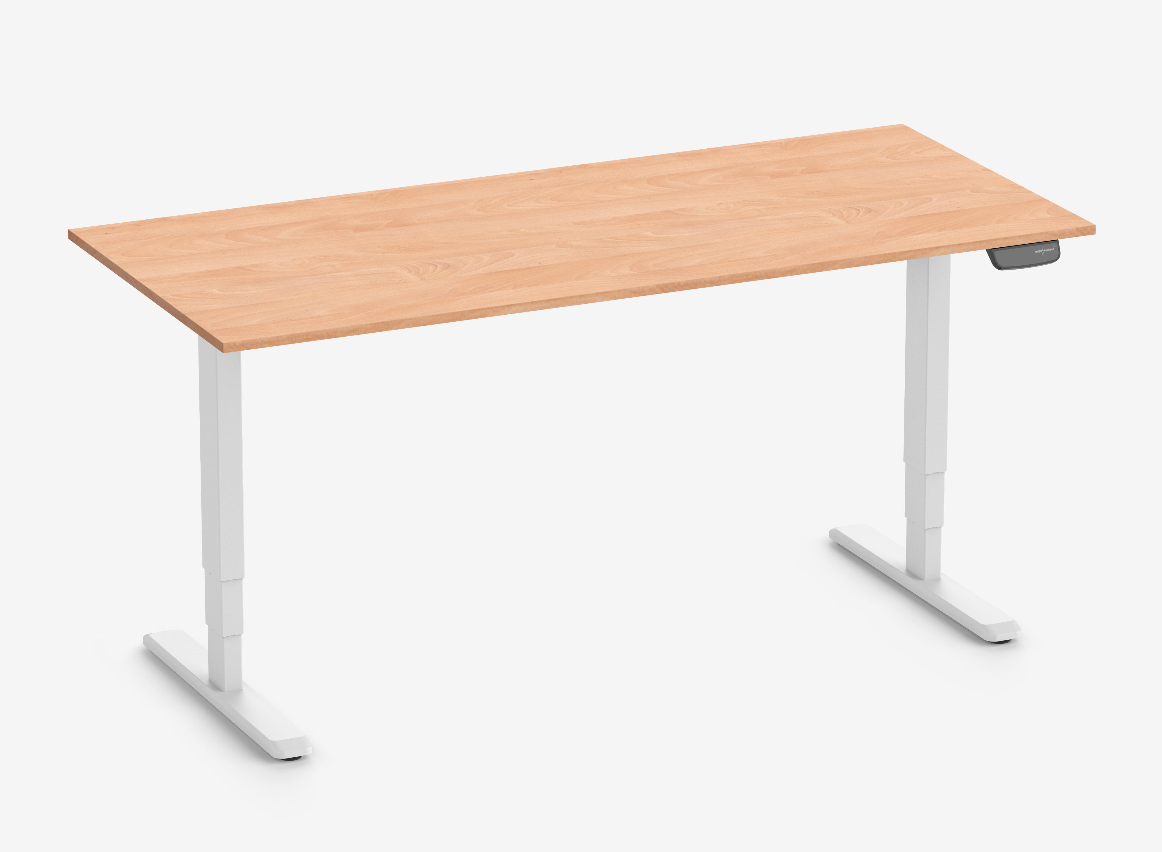 PRIMUS Rechthoekig bureau, frame wit, tafelblad 1800 x 800 x 19 mm beukenhout