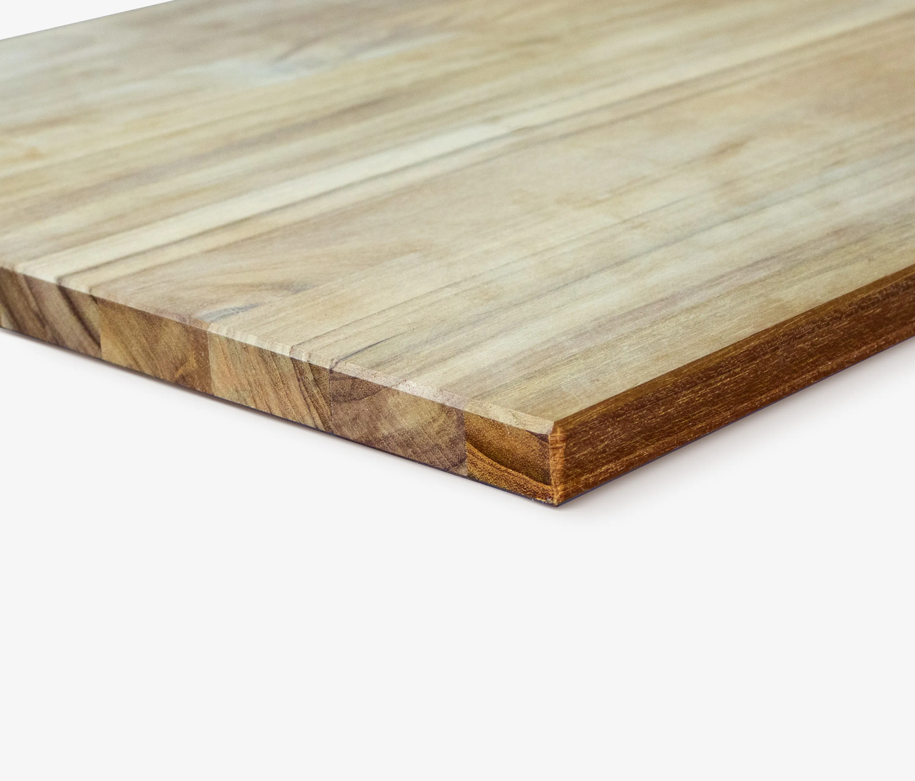 Teak tafelblad met doorlopende latten