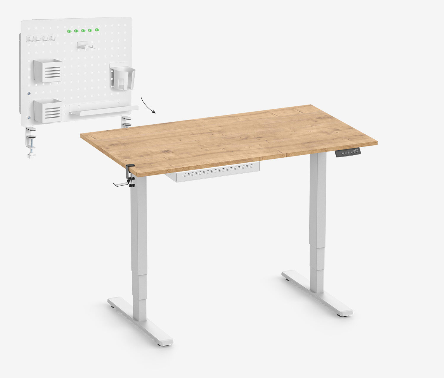 FOKUS Startersset Wit, Slim Lade Eiken 120x70 Organizer Bord Wit Hoofdtelefoonhouder
