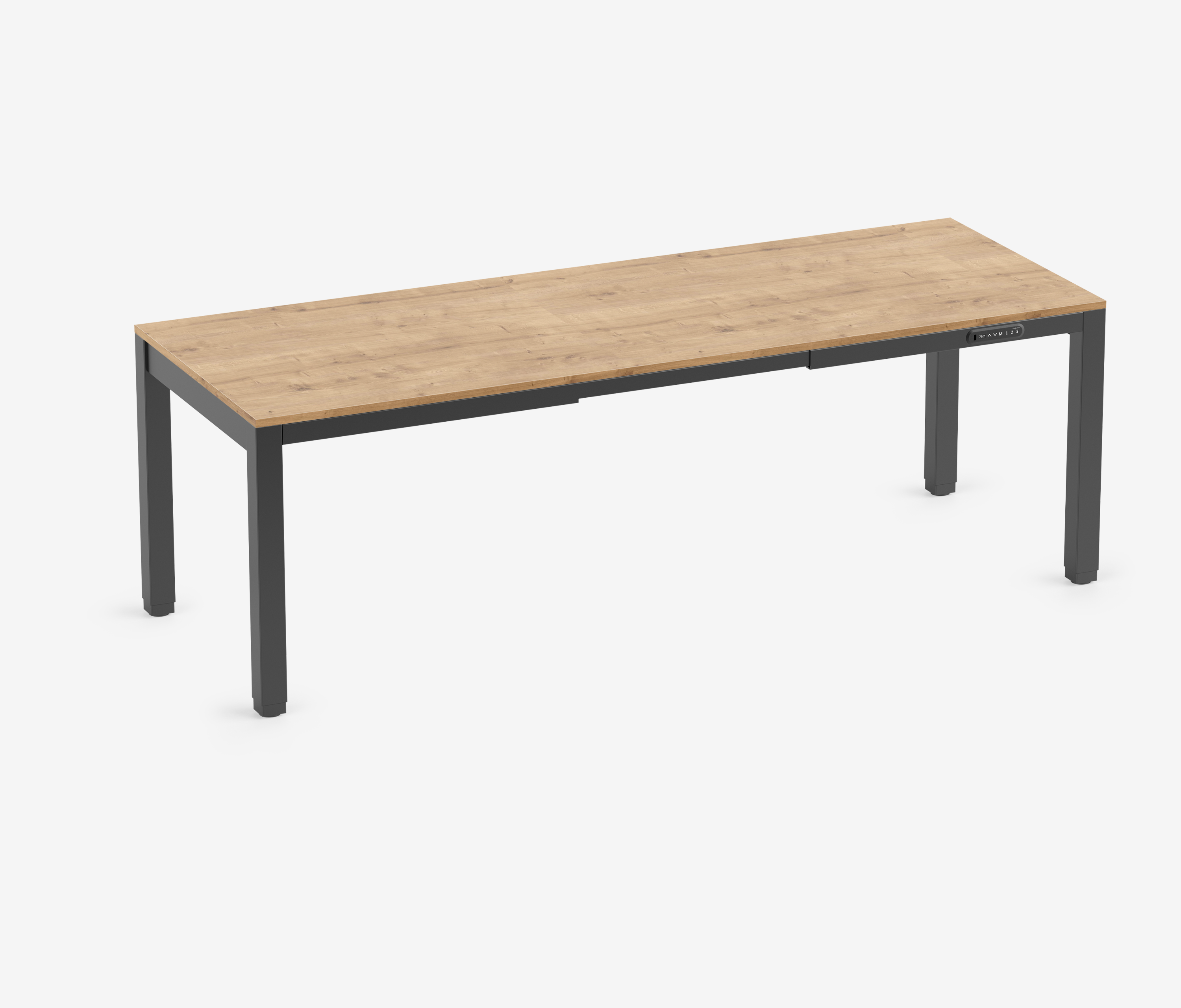 PRIMUS 4-poot bureau Zwart Eiken 2200 x 800 x 25 mm