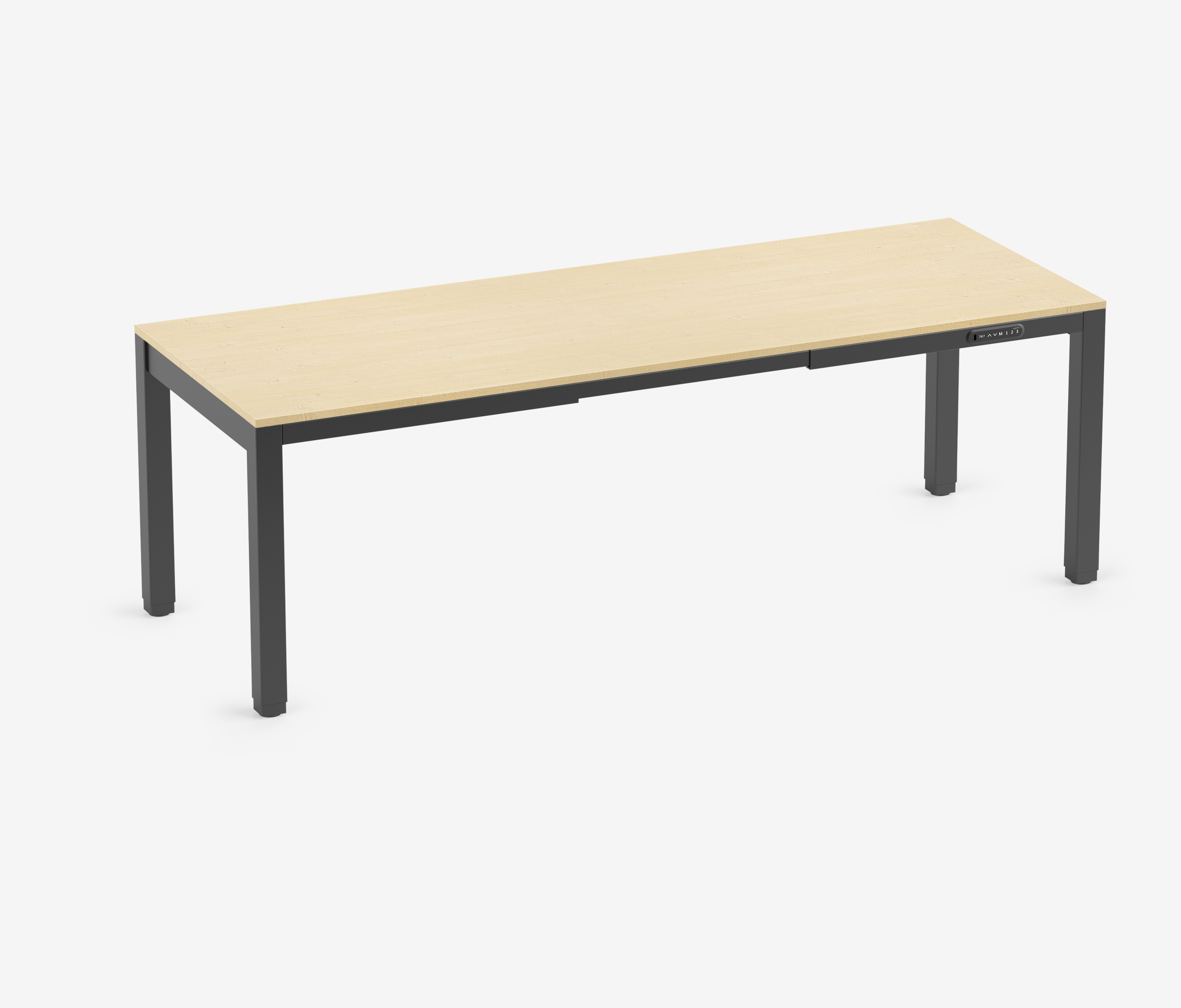 PRIMUS 4-poot bureau Zwart Berken 2200 x 800 x 25 mm
