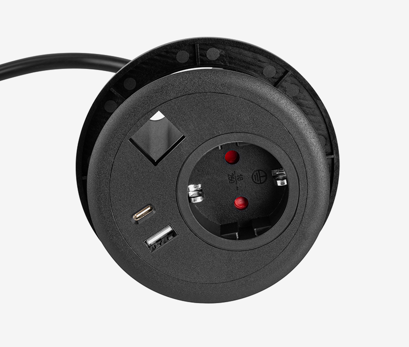 Inbouw stopcontact met 2-voudige USB-lader Zwart