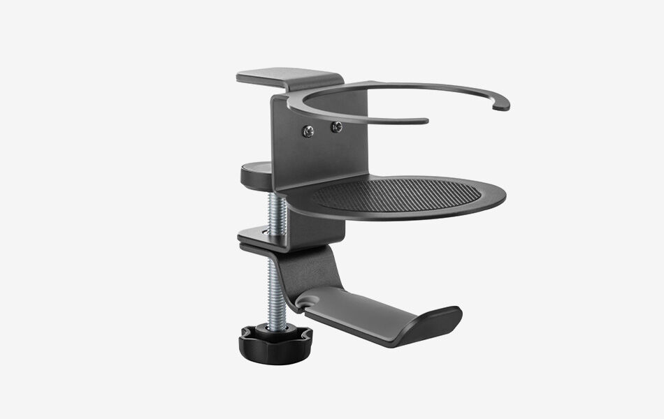 Headset houder met geïntegreerde bekerhouder
