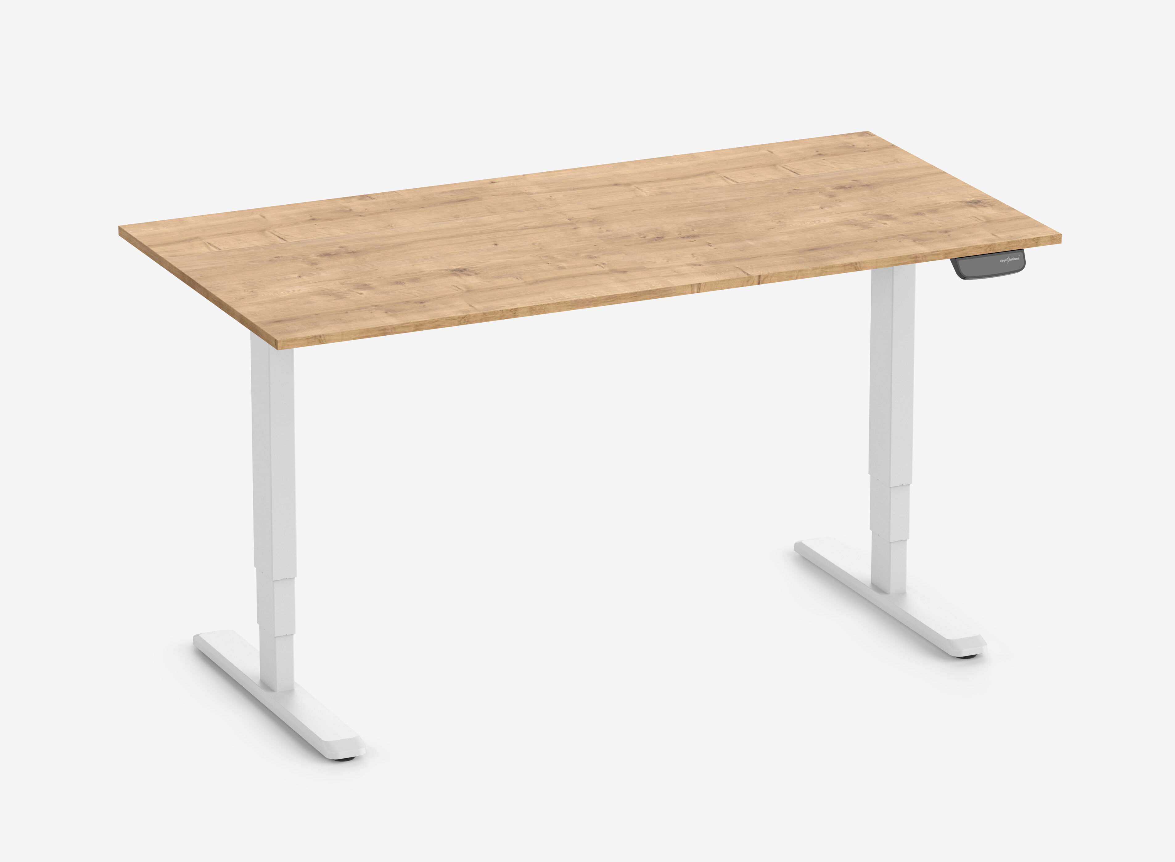 PRIMUS Rechthoekig bureau, frame wit, tafelblad 1600 x 800 x 19 mm eikenhout