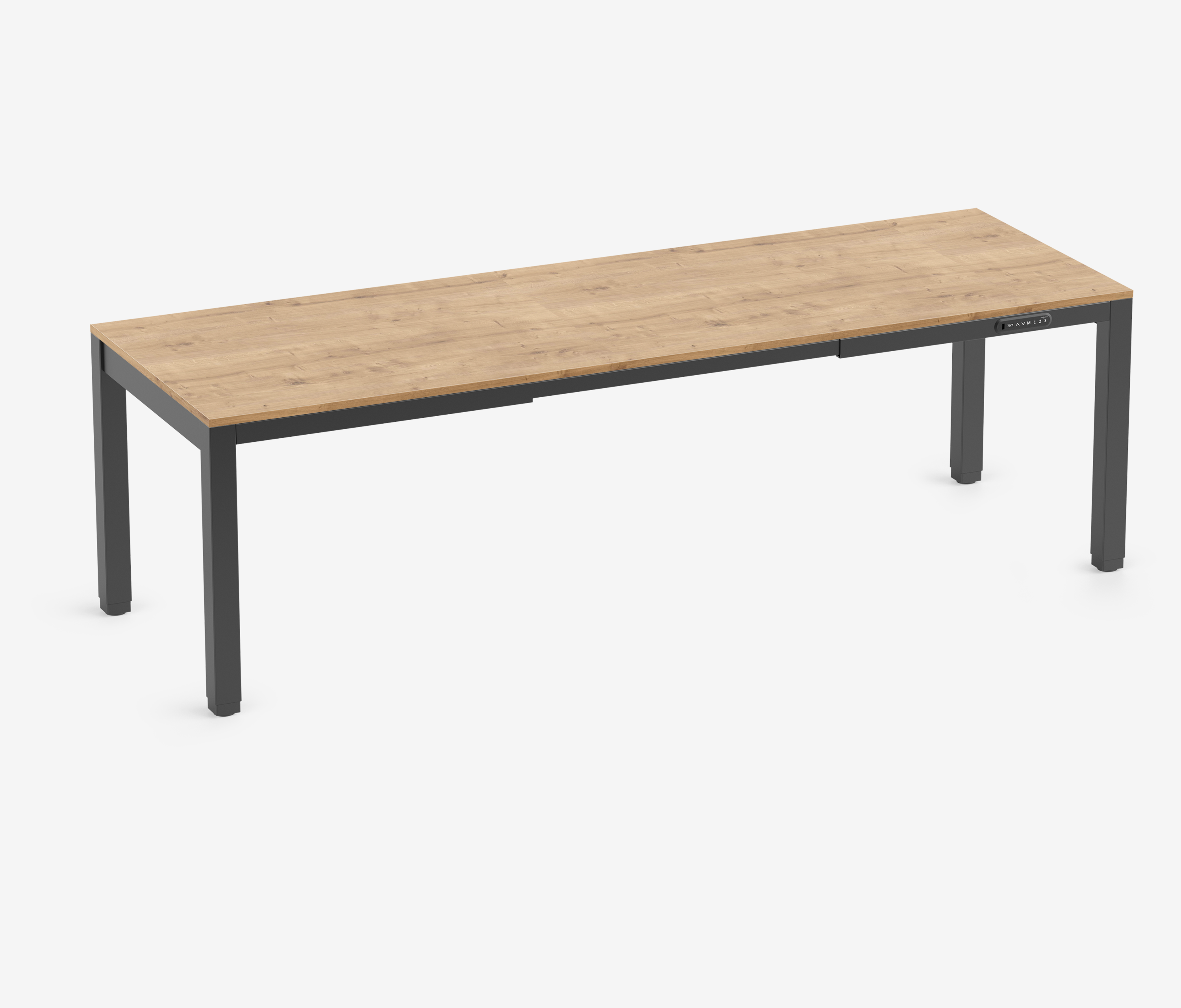 PRIMUS 4-poot bureau Zwart Eiken 2400 x 800 x 25 mm