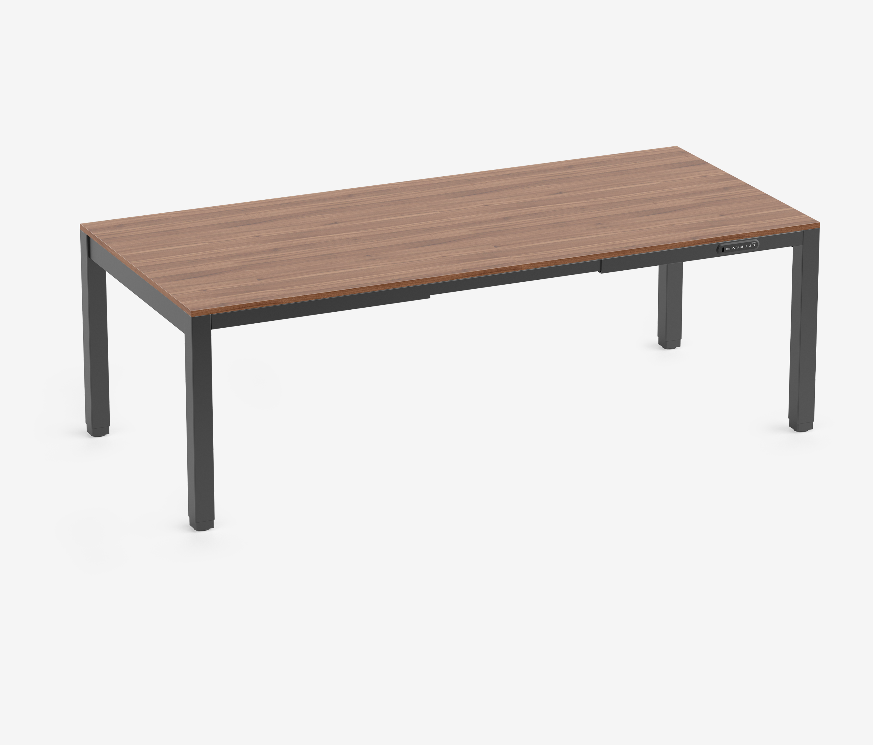 PRIMUS 4-poot bureau Zwart Notenhout 2200 x 1000 x 25 mm