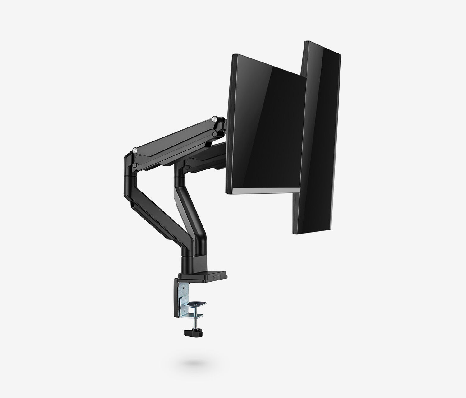Dubbele gasveer monitorarm - zwart