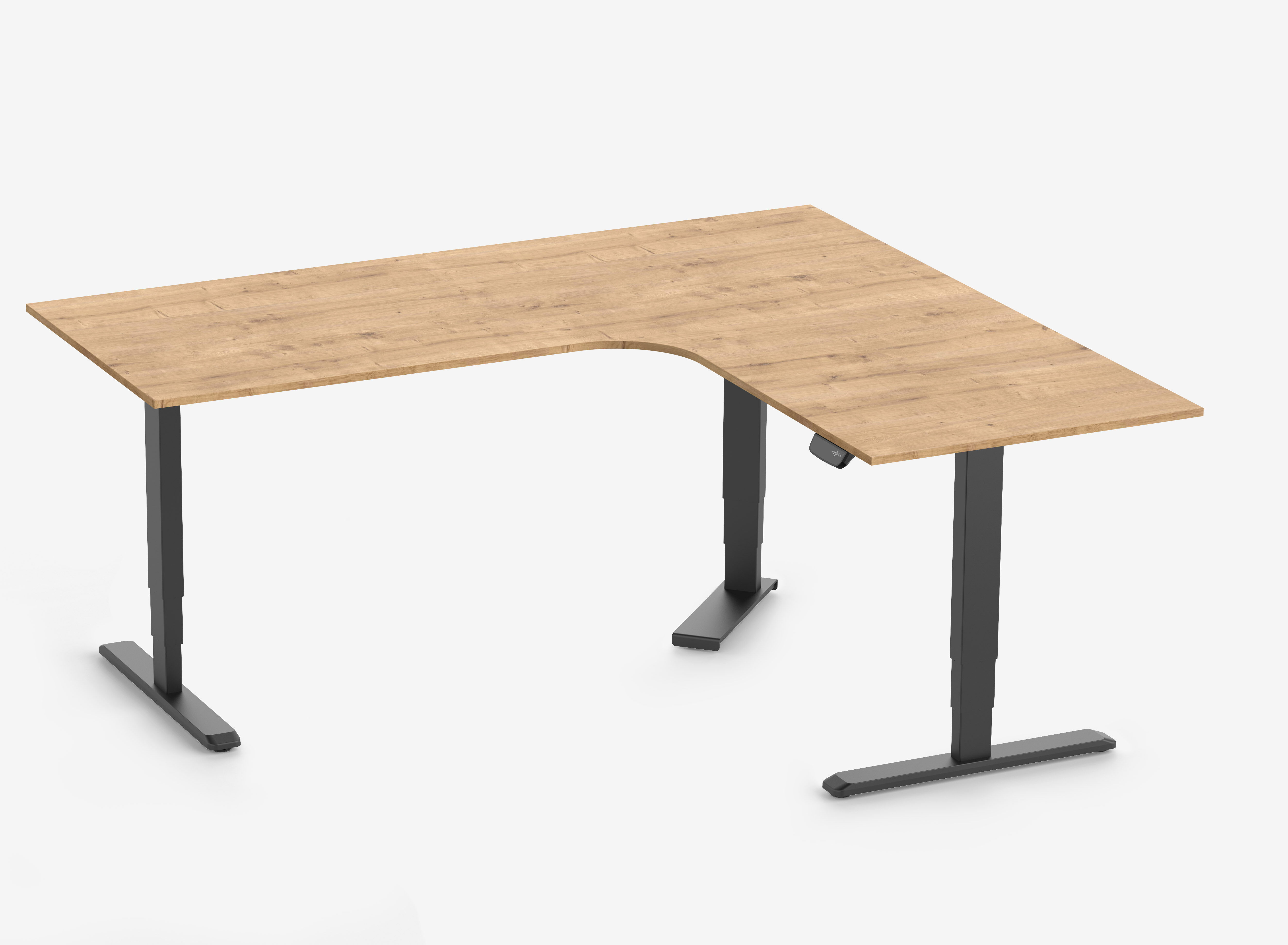 PRIMUS Hoekbureau, Frame Zwart, Tafelblad 2000/800 x 1780/800 x 25 mm Eikenhout
