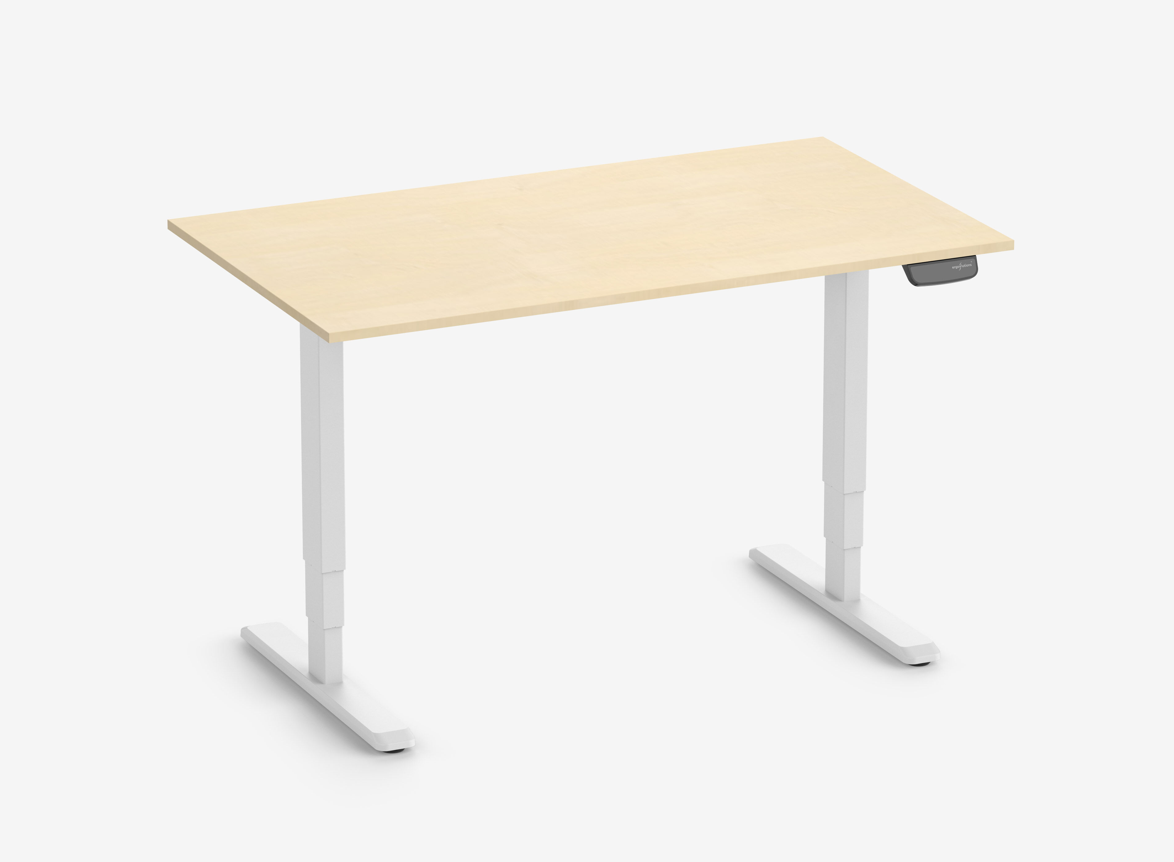 PRIMUS Rechthoekig bureau, frame wit, tafelblad 1400 x 800 x 19 mm berkenhout