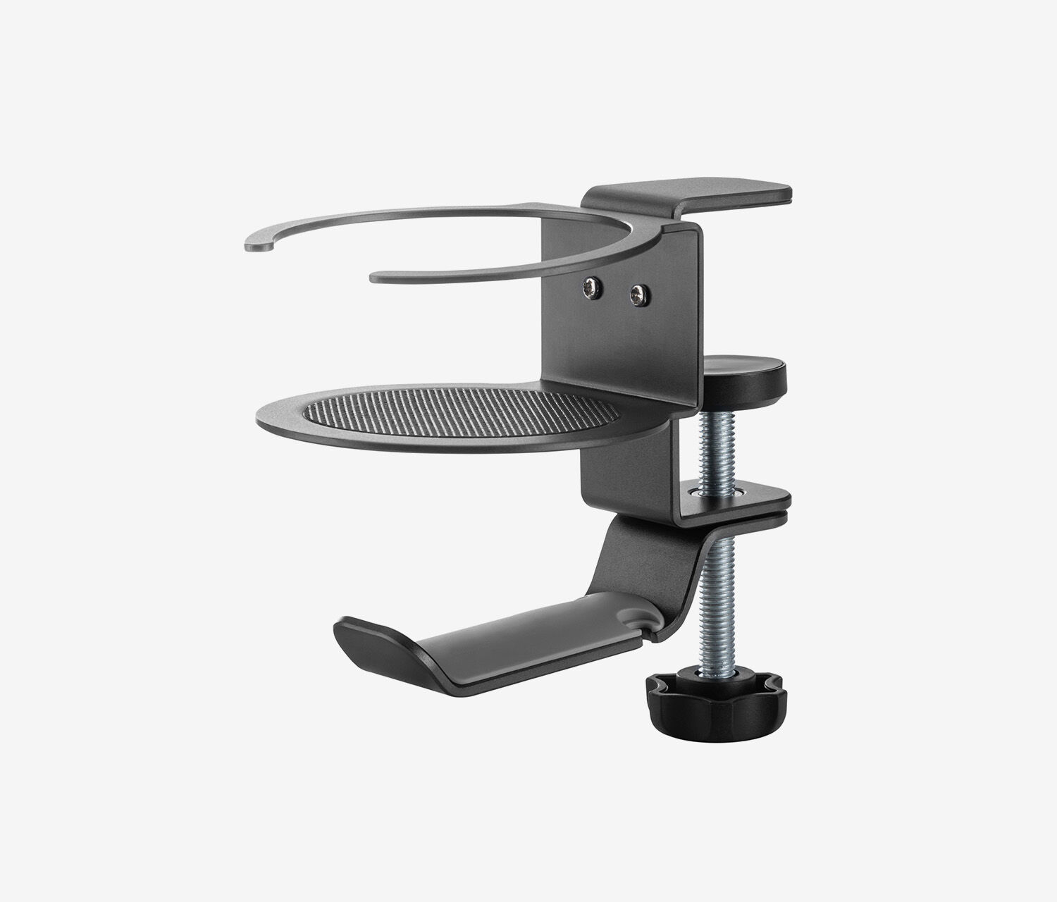 Headset houder met geïntegreerde bekerhouder