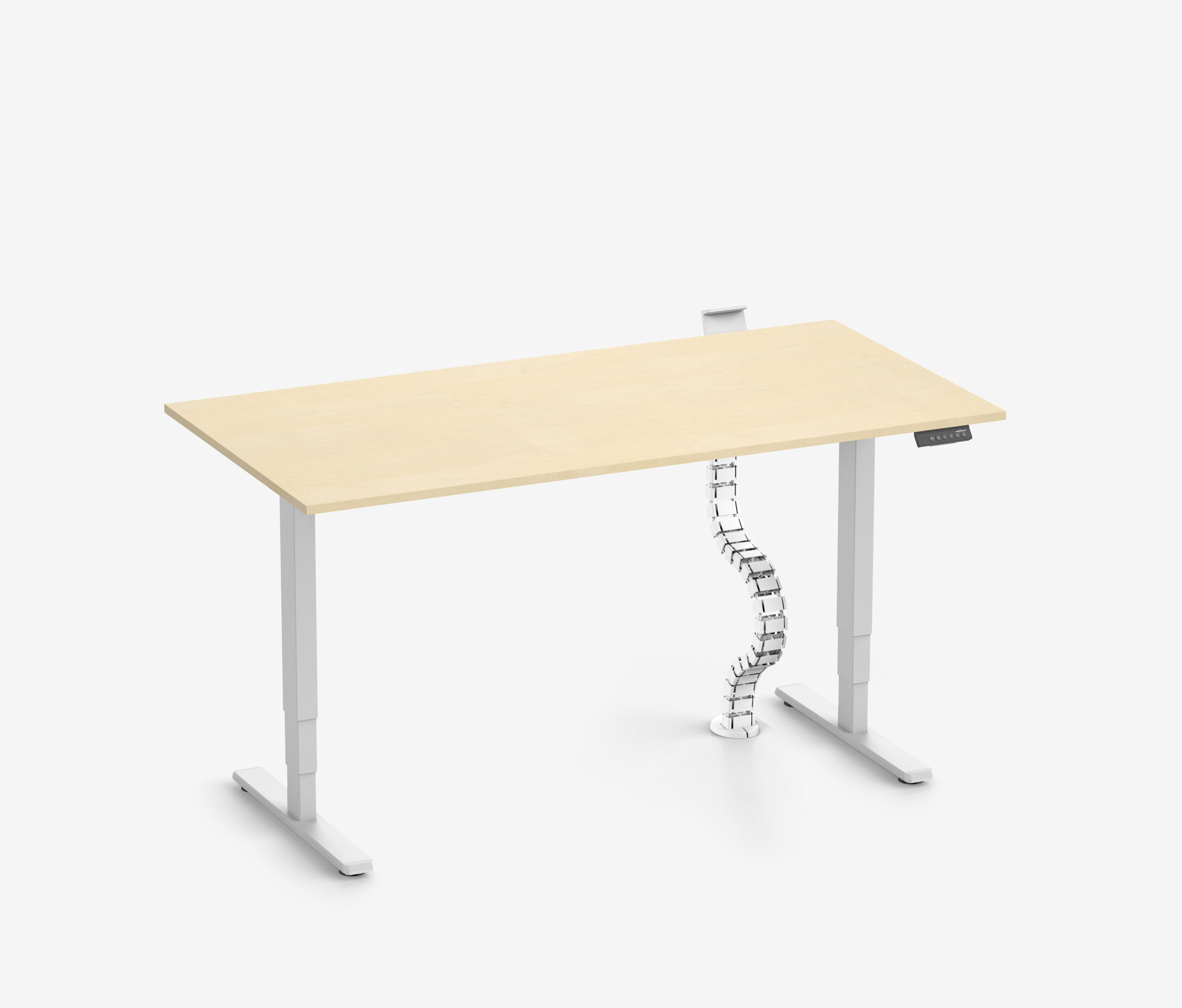 FOKUS Bureau + Stekkerdooshouder + Kabelslang Wit Berken 120x70