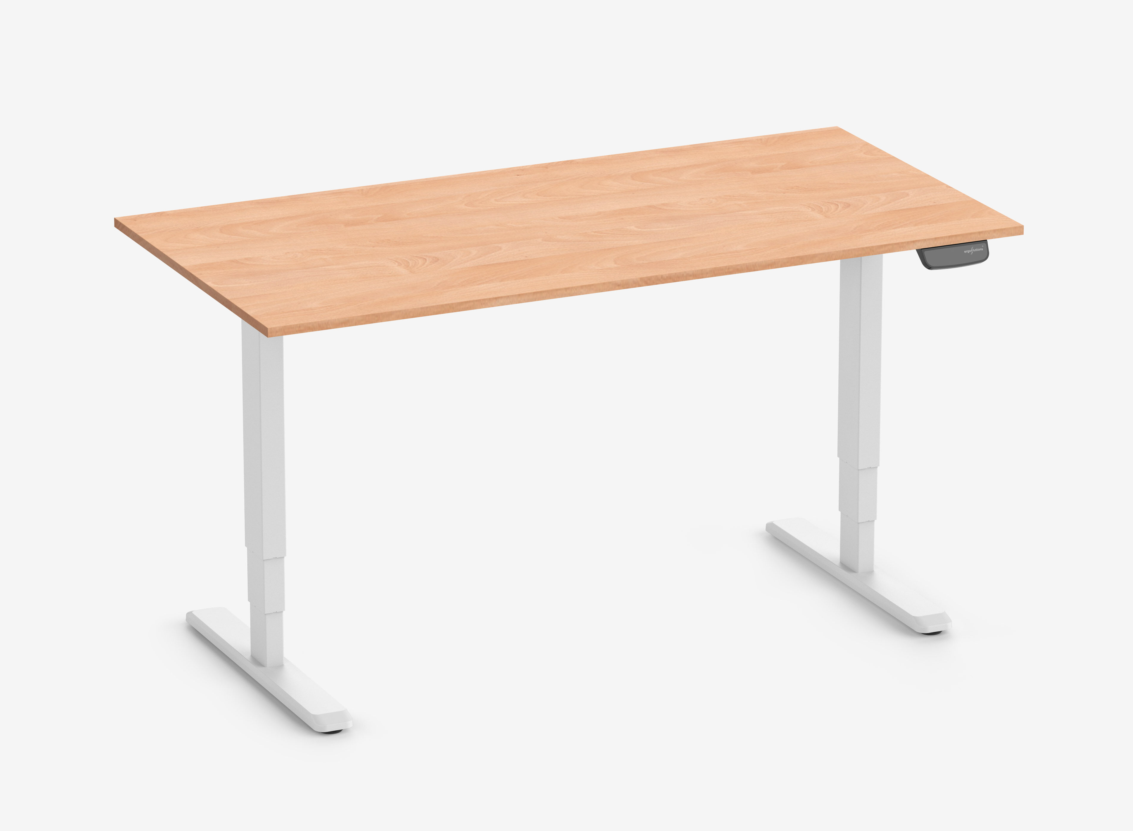 PRIMUS Rechthoekig bureau, frame wit, tafelblad 1600 x 800 x 19 mm beukenhout