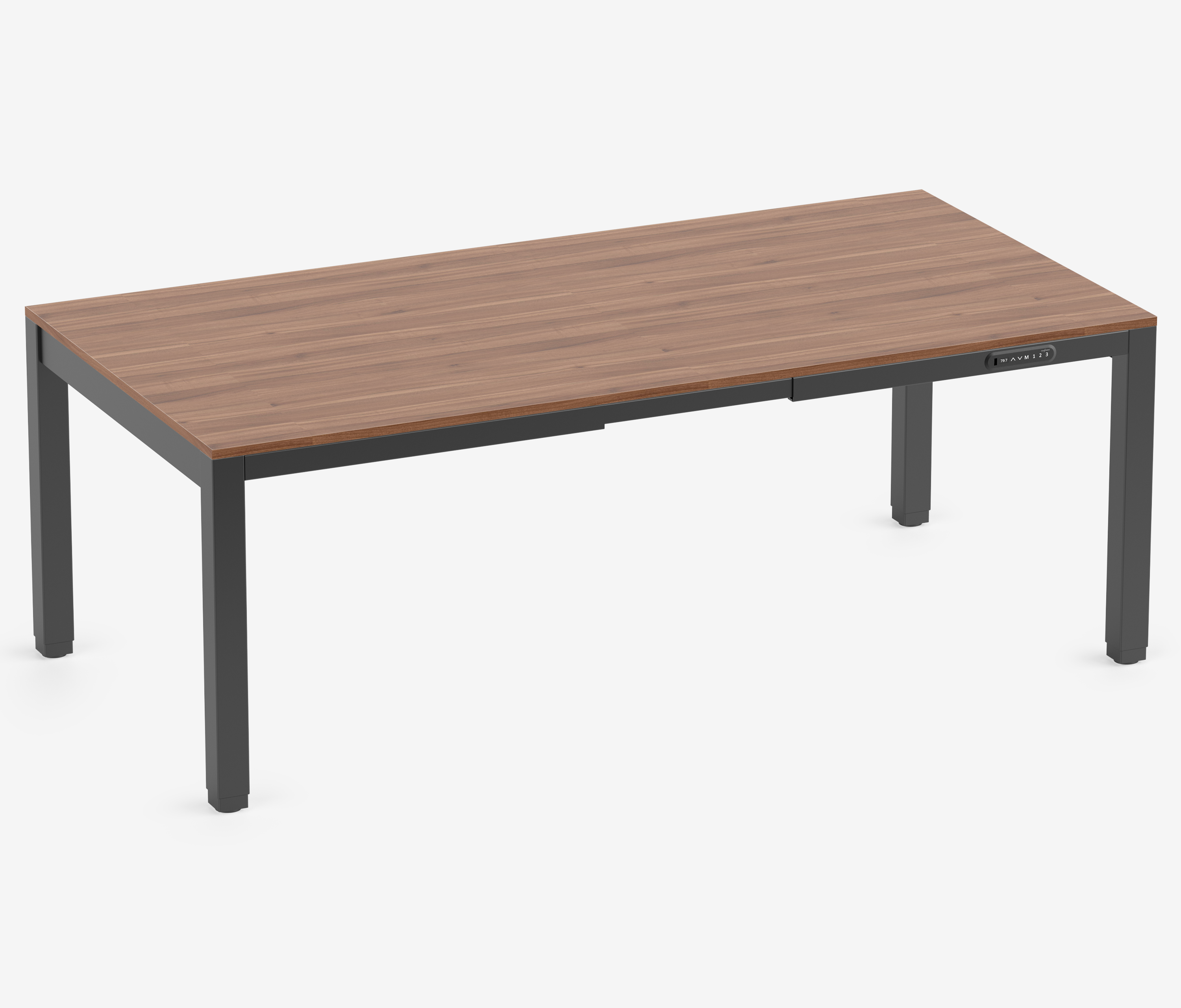 PRIMUS 4-poot bureau Zwart Notenhout 2000 x 1000 x 25 mm