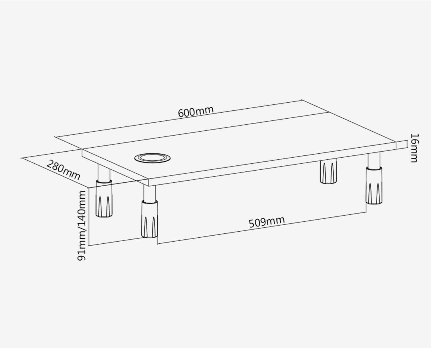 Monitorverhoger met geïntegreerde Qi-oplader