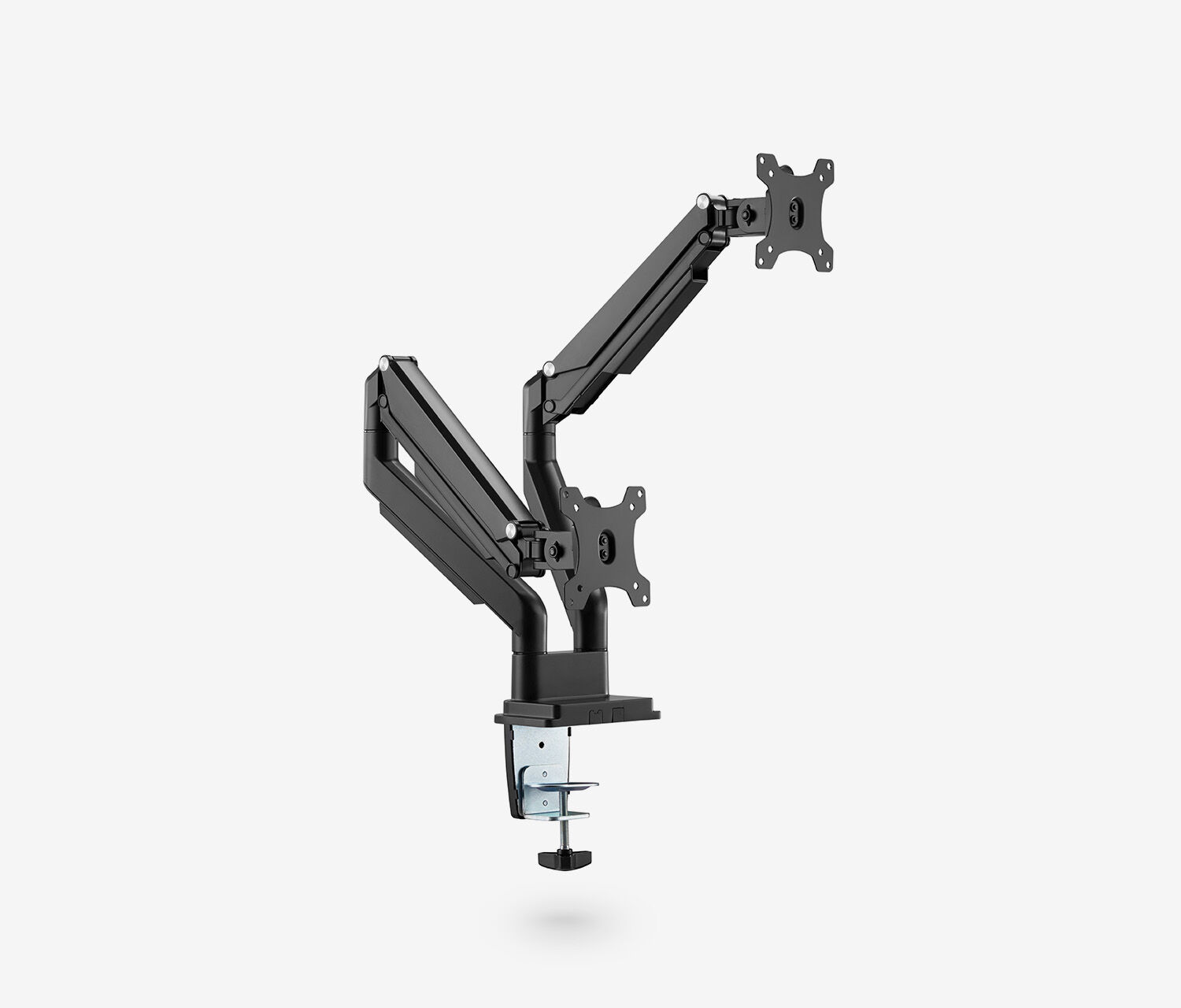 Dubbele gasveer monitorarm - zwart