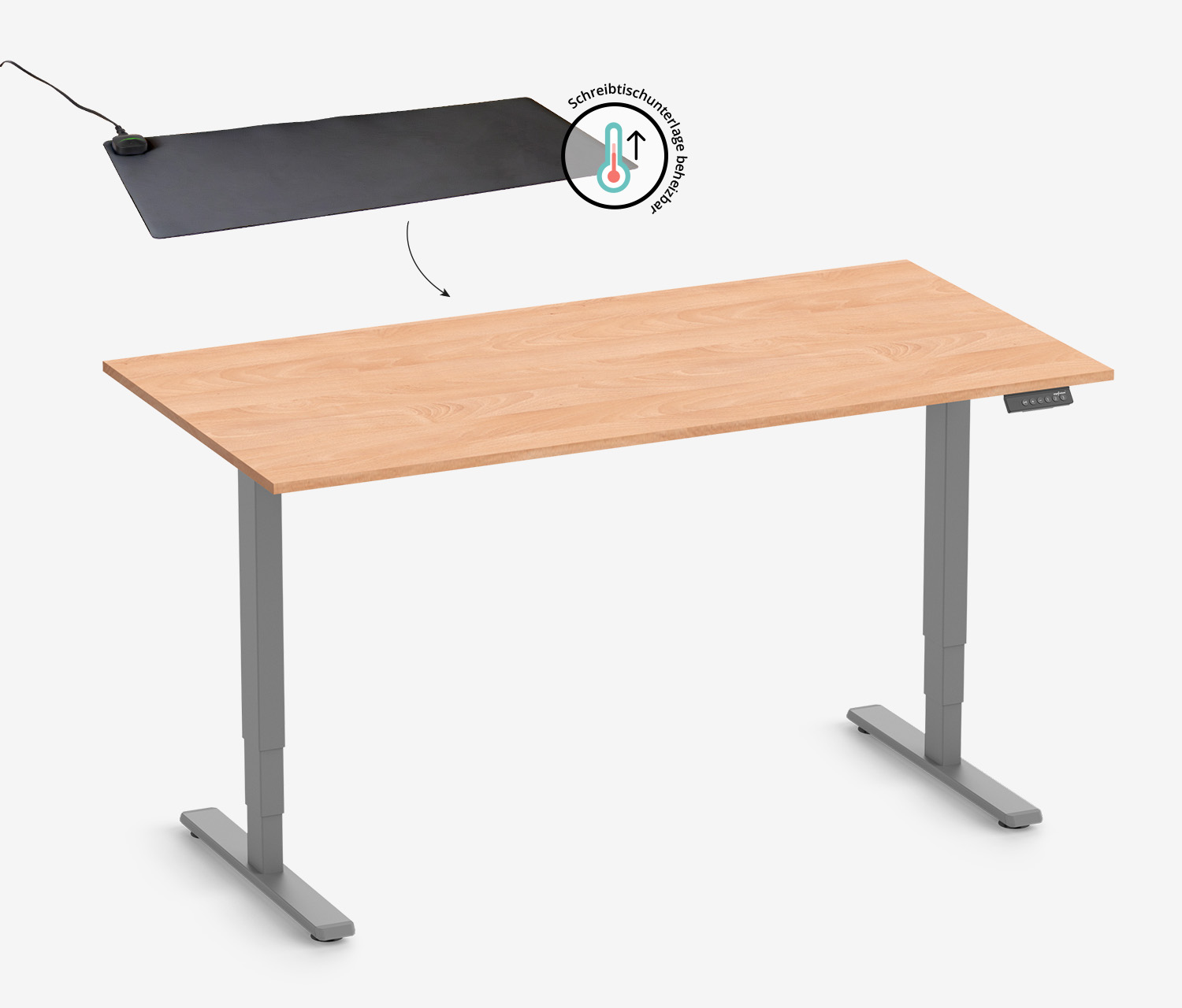 FOKUS bureau + verwarmd bureauonderlegger