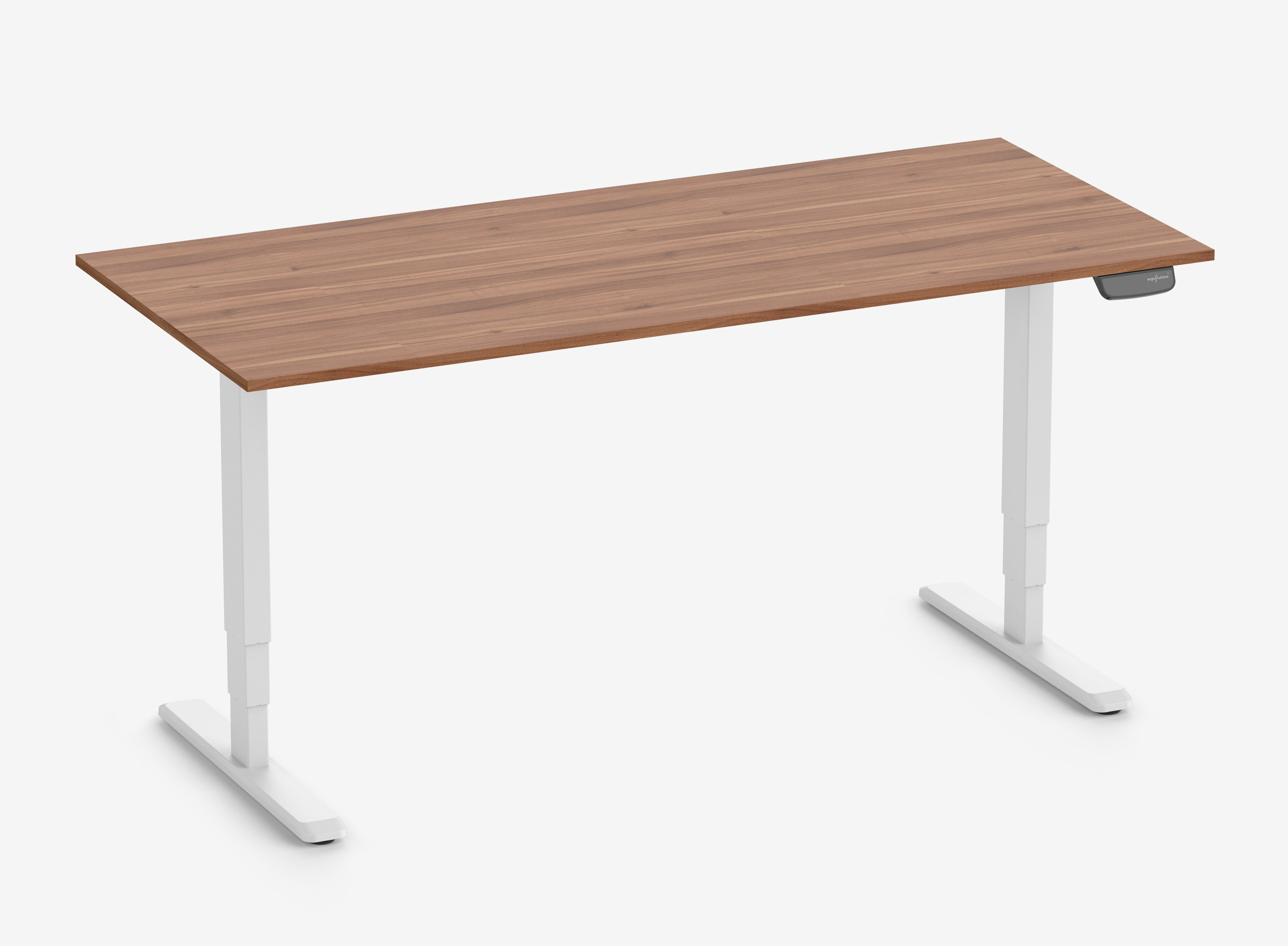 PRIMUS Rechthoekig bureau, frame wit, tafelblad 1800 x 800 x 19 mm walnoot