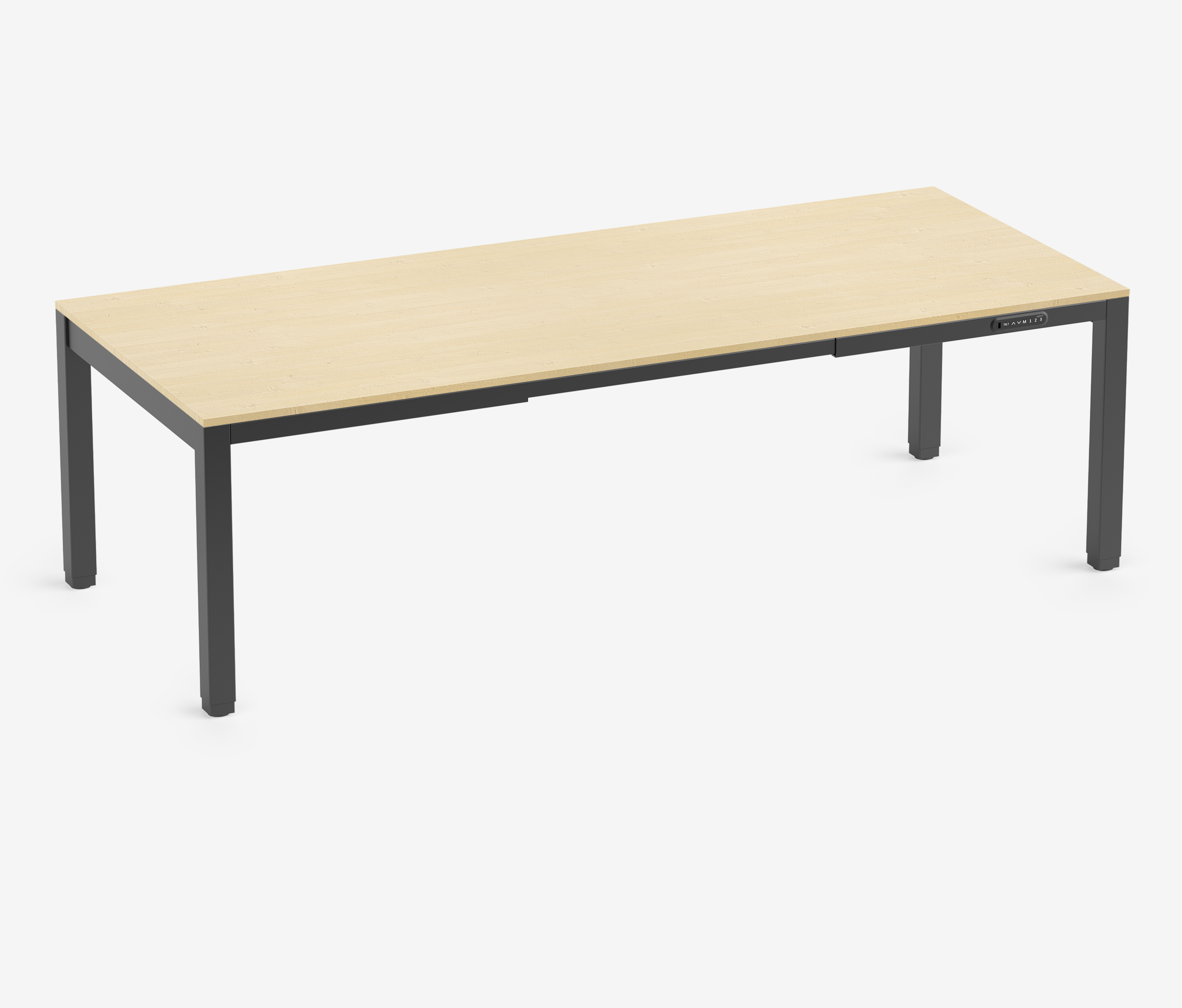 PRIMUS 4-poot bureau Zwart Berken 2400 x 1000 x 25 mm