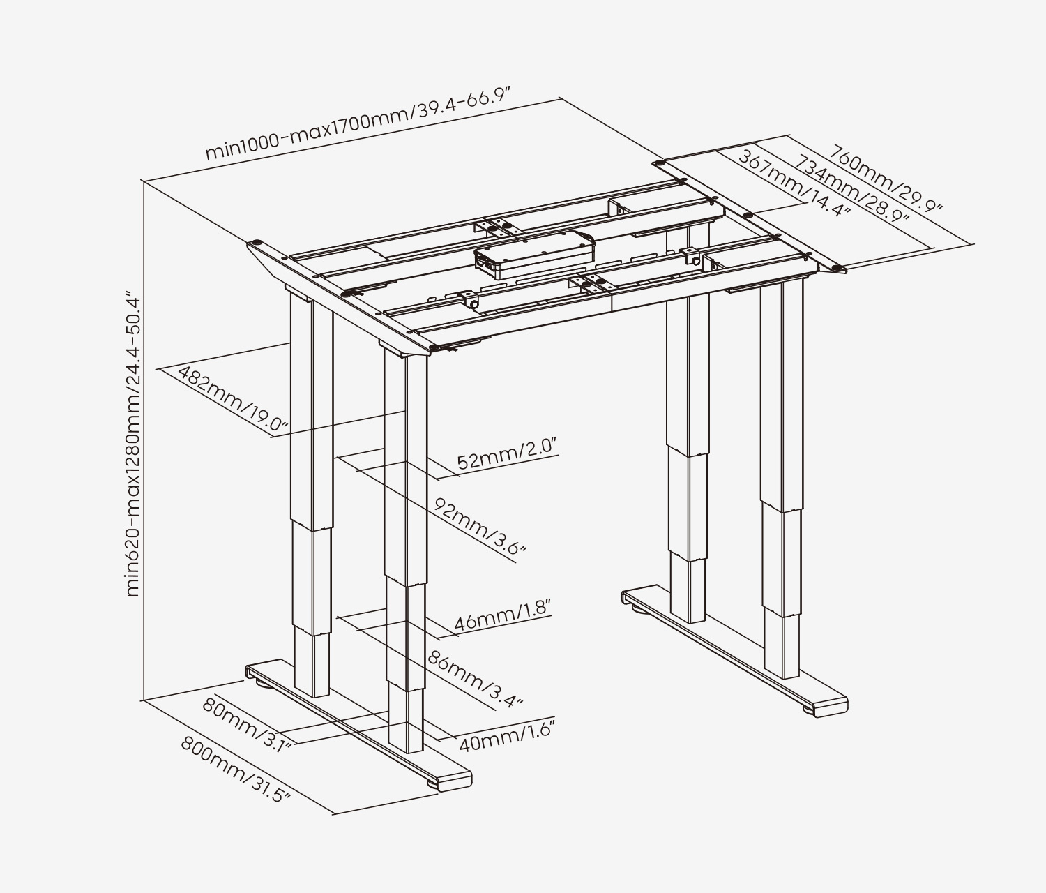 PRIMUS tafelframe voor zwaar gebruik