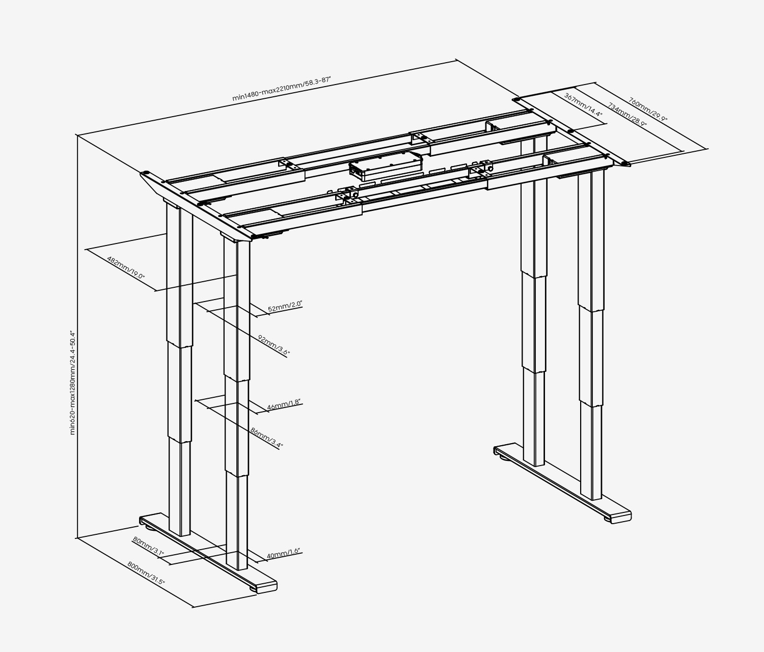 PRIMUS tafelframe voor zwaar gebruik XL